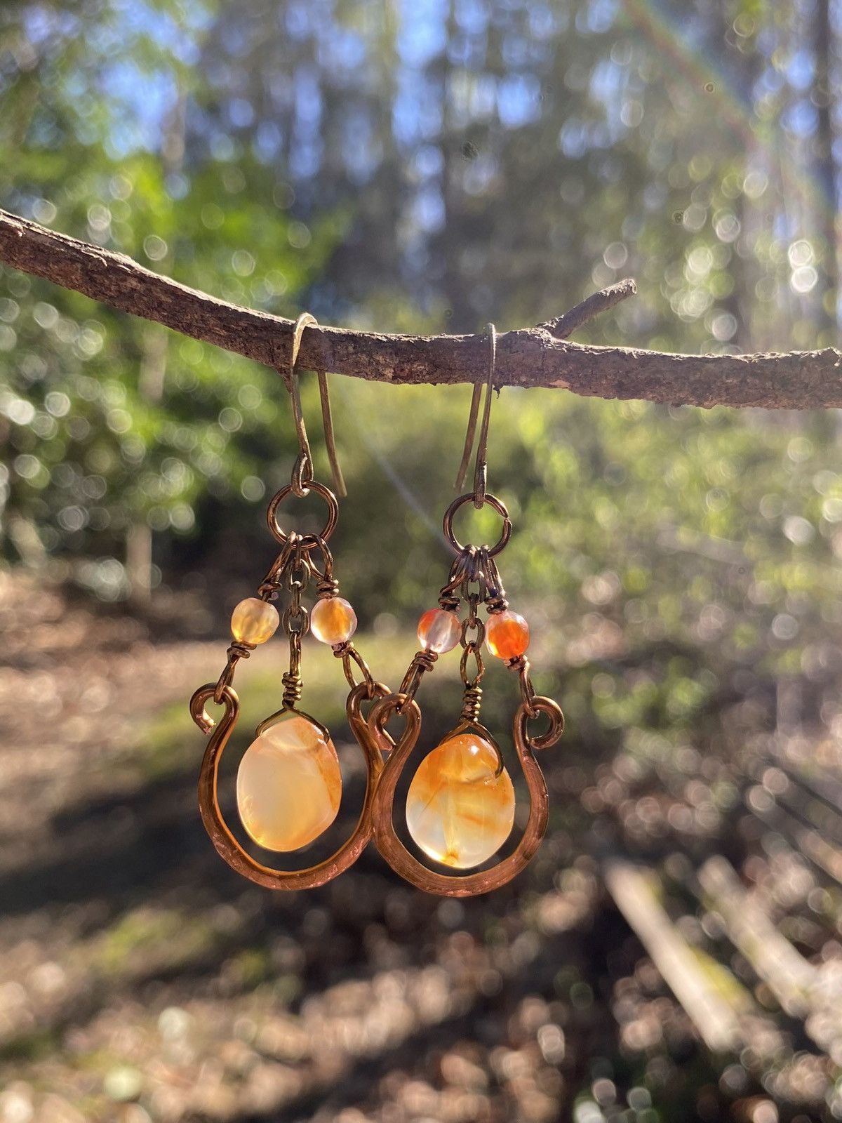 Handmade Carnelian Hoop Earrings Size ONE SIZE - 4 Thumbnail