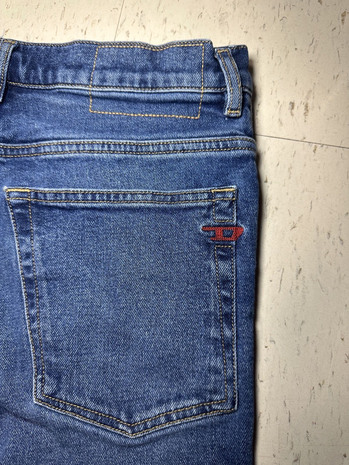 Diesel Skinny Blue Denim Jeans Button Logo Pockets Men