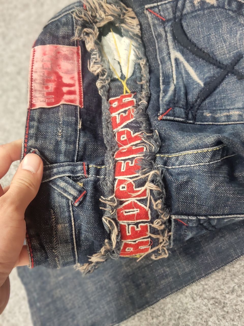 If Six Was Nine Red Pepper Japan Low Vintage Y2K embroidered Denim Jeans Size 27" / US 4 / IT 40 - 17 Thumbnail