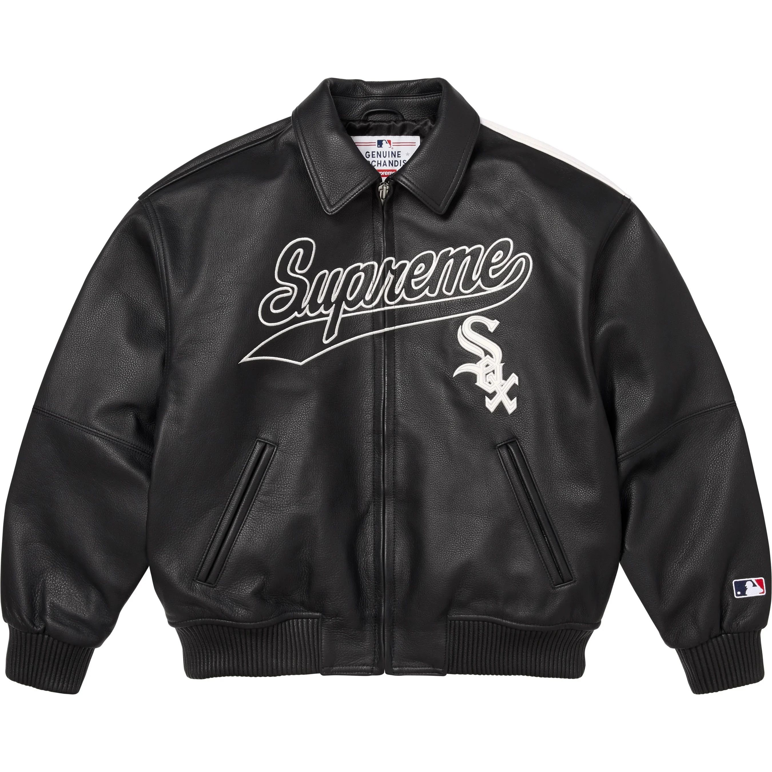 Supreme Supreme pebbled leather varsity jacket | Grailed