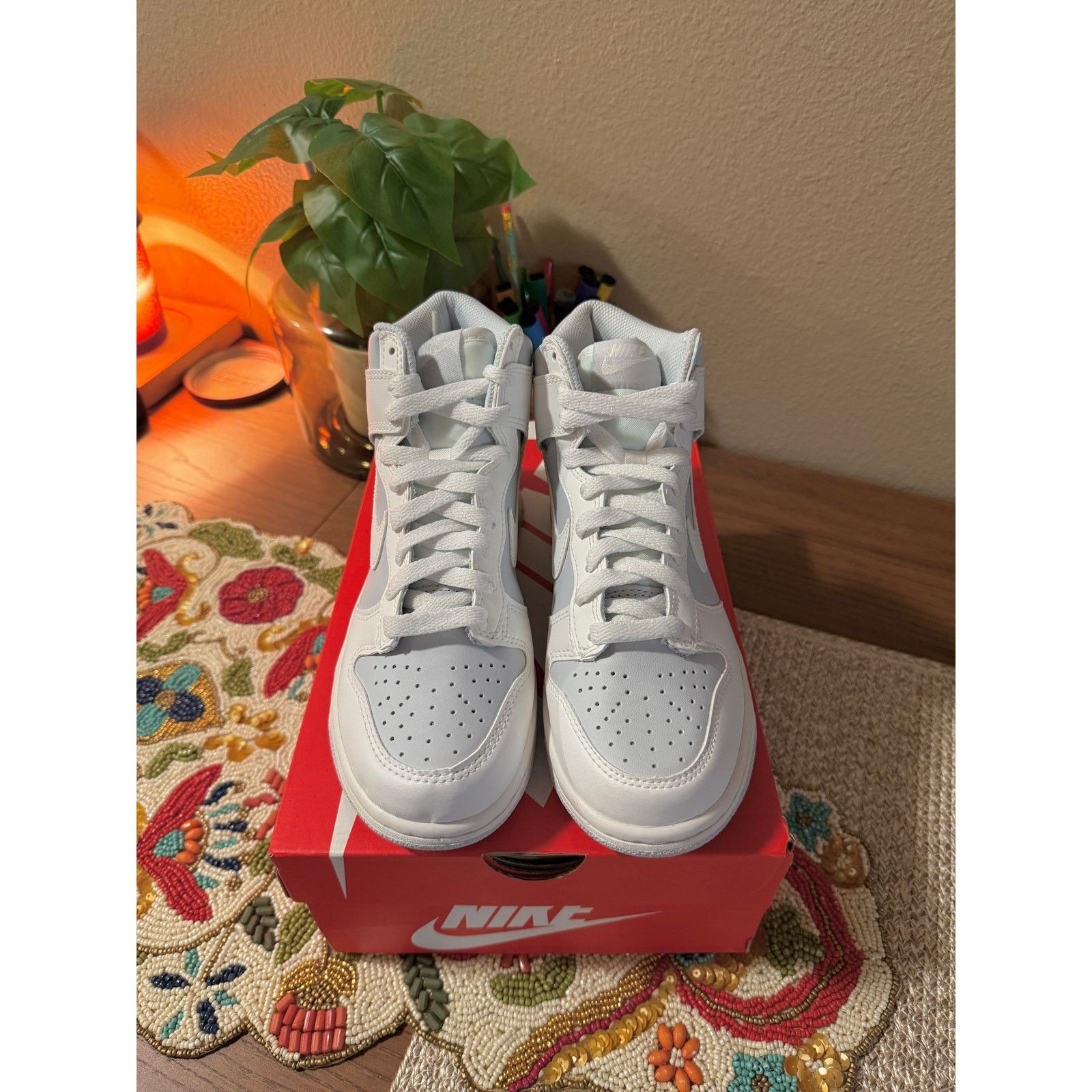 Nike Nike Dunk High GS Summit White Football Grey Pure Platinum Size US 5 / EU 37 - 3 Thumbnail
