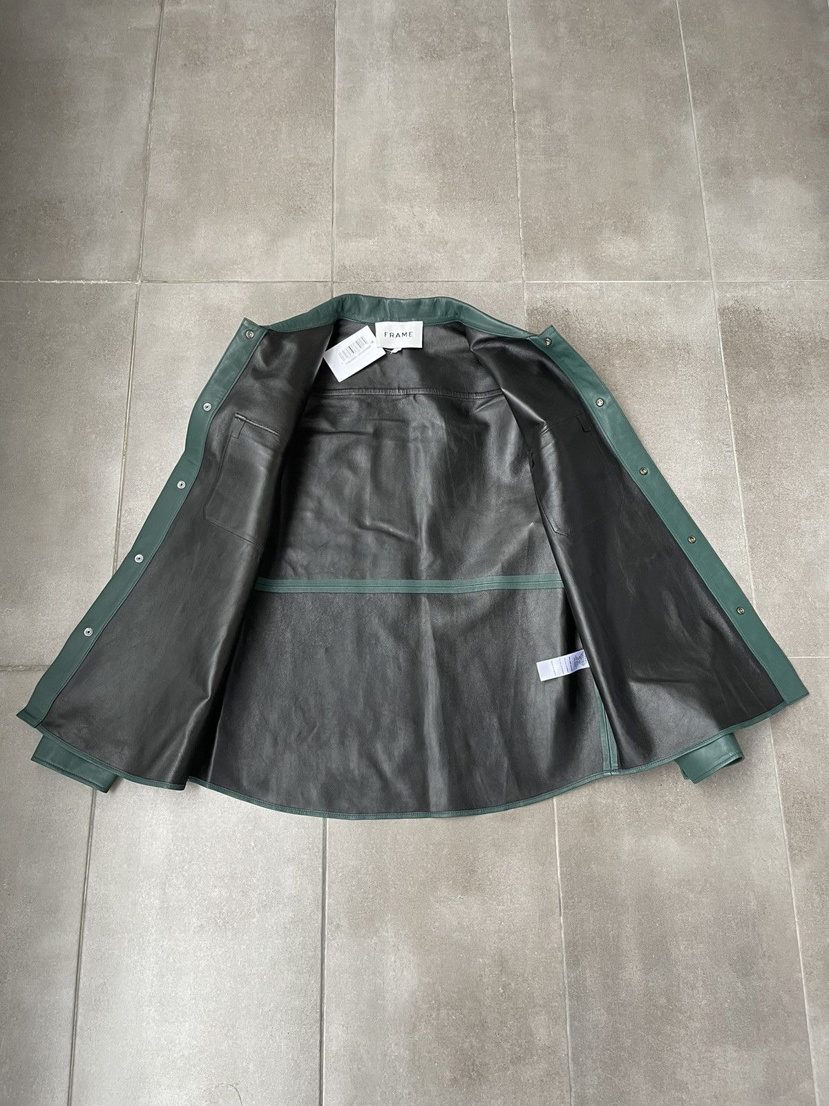 Frame !DS! SS23 Frame Dark Green Leather Shirt Jacket Size US M / EU 48-50 / 2 - 20 Thumbnail