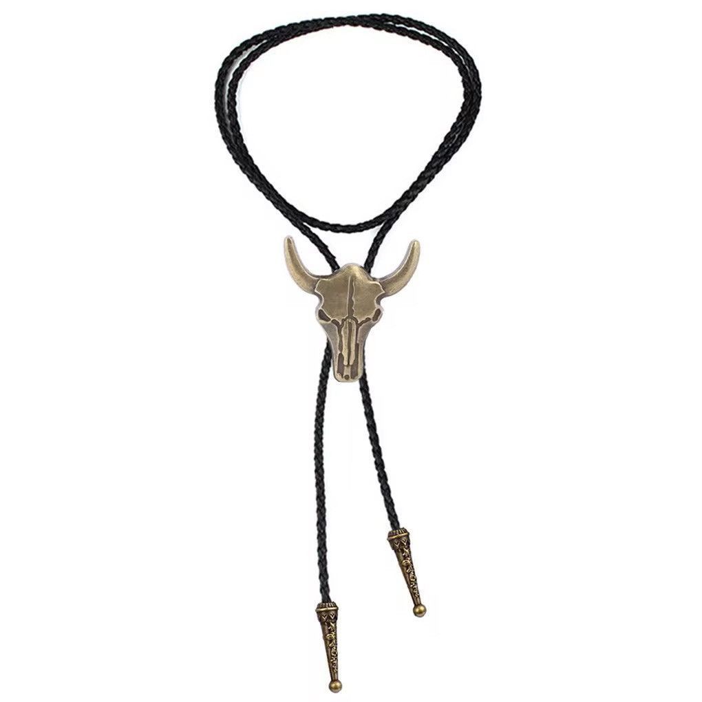 Jewelry × Vintage Adjustable Bull Head Leather Rope Bolo Tie Size ONE SIZE - 2 Thumbnail