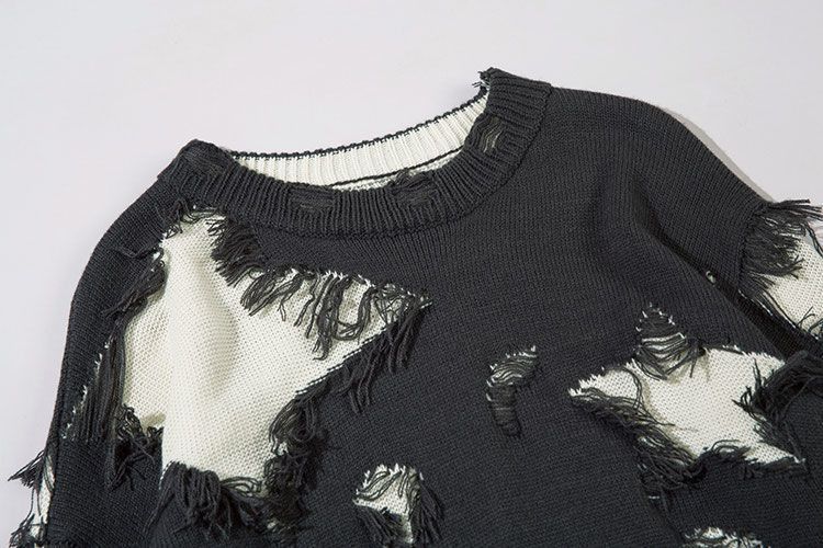 Japanese Brand × Vintage Casual Star Distressed Oversized Sweater Knitwear Size US XL / EU 56 / 4 - 3 Thumbnail