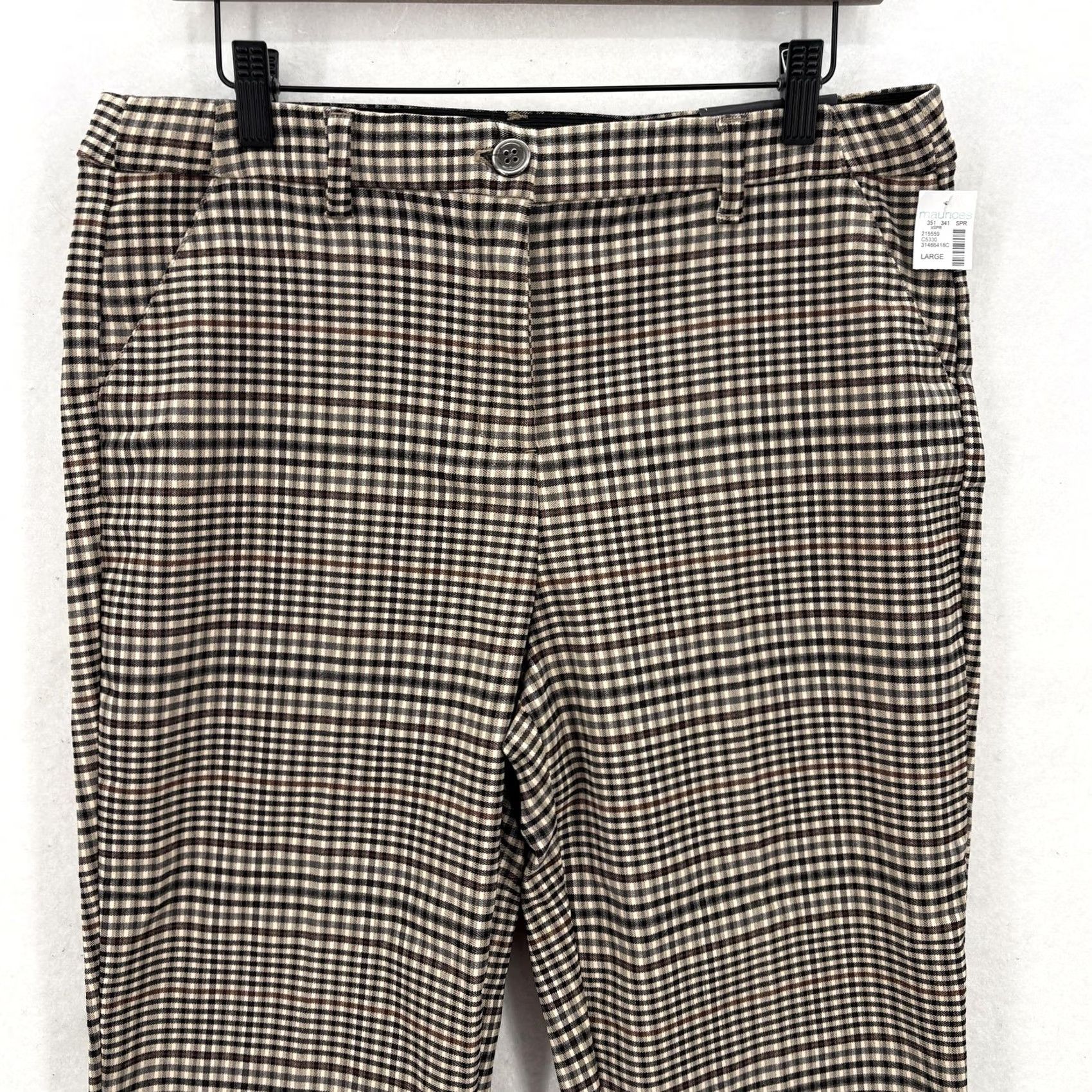 Vintage Maurices Pants Womens Large Brown Plaid Straight Crop Bengaline High Rise Ankle Size 36" / US 14 / IT 50 - 2 Thumbnail