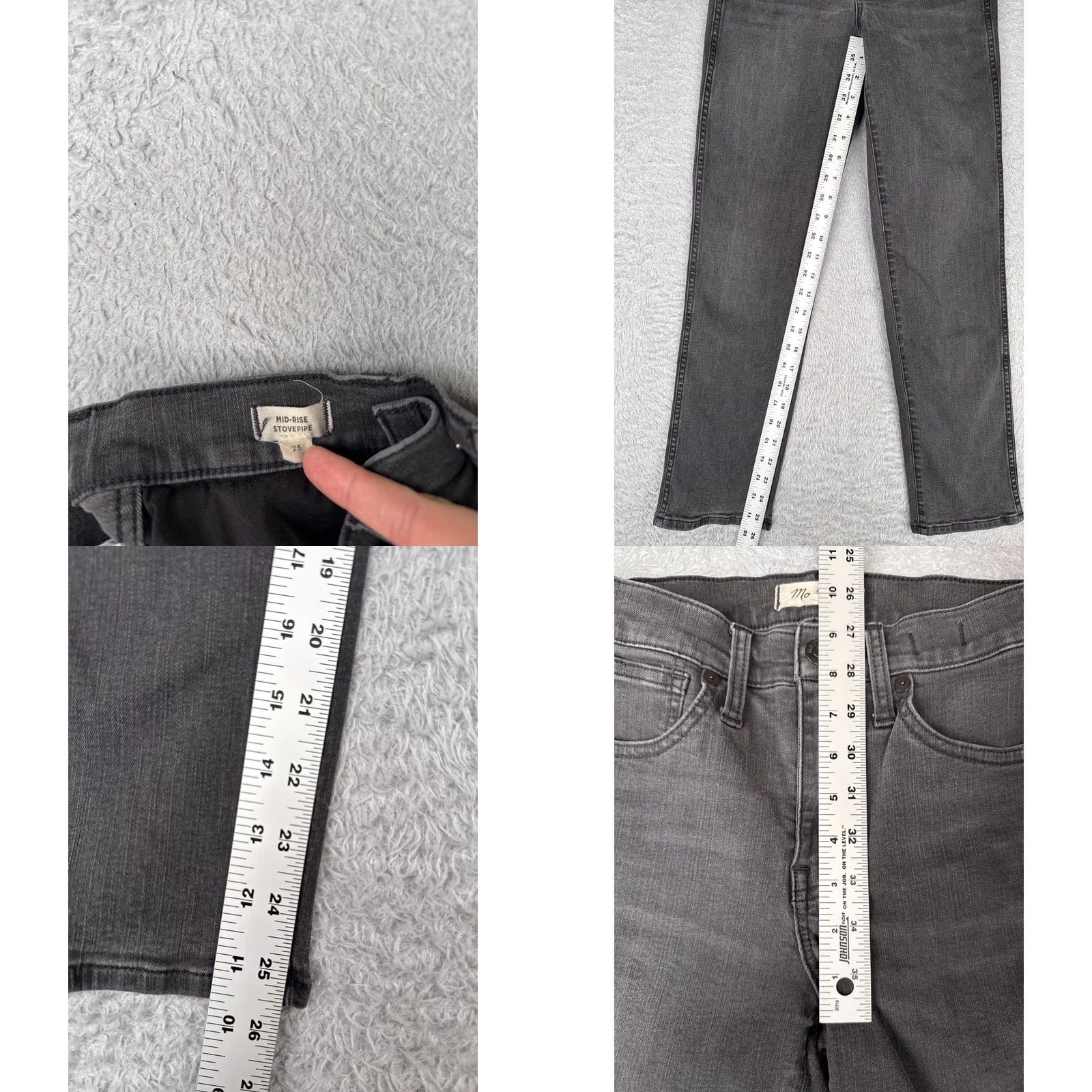Madewell Madewell Jeans Women 25 Black Mid Rise Stovepipe Cotton Blend Stretch 25x26 Denim Regular 5-Pocket Distressed Logo 90s Retro Designer Mens Women Girls Size 42" / US 20 - 8 Thumbnail