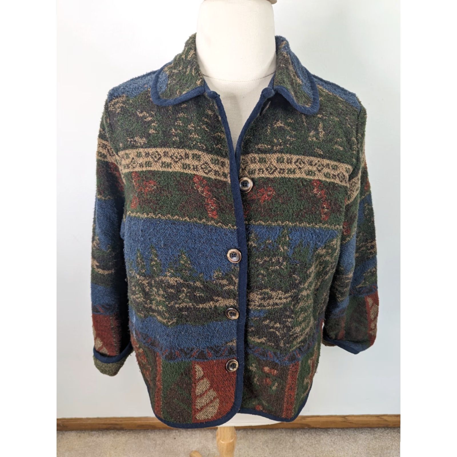 VINTAGE 90s Fleece Wildlife Outdoor Coat Jacket Women's Large