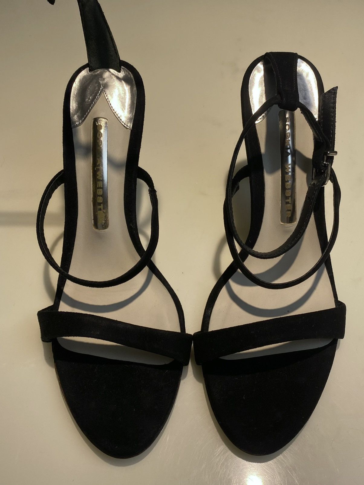 Sophia Webster Rosalind Crystal Black Satin Heels 36 Size US 5.5 / IT 35.5 - 2 Thumbnail