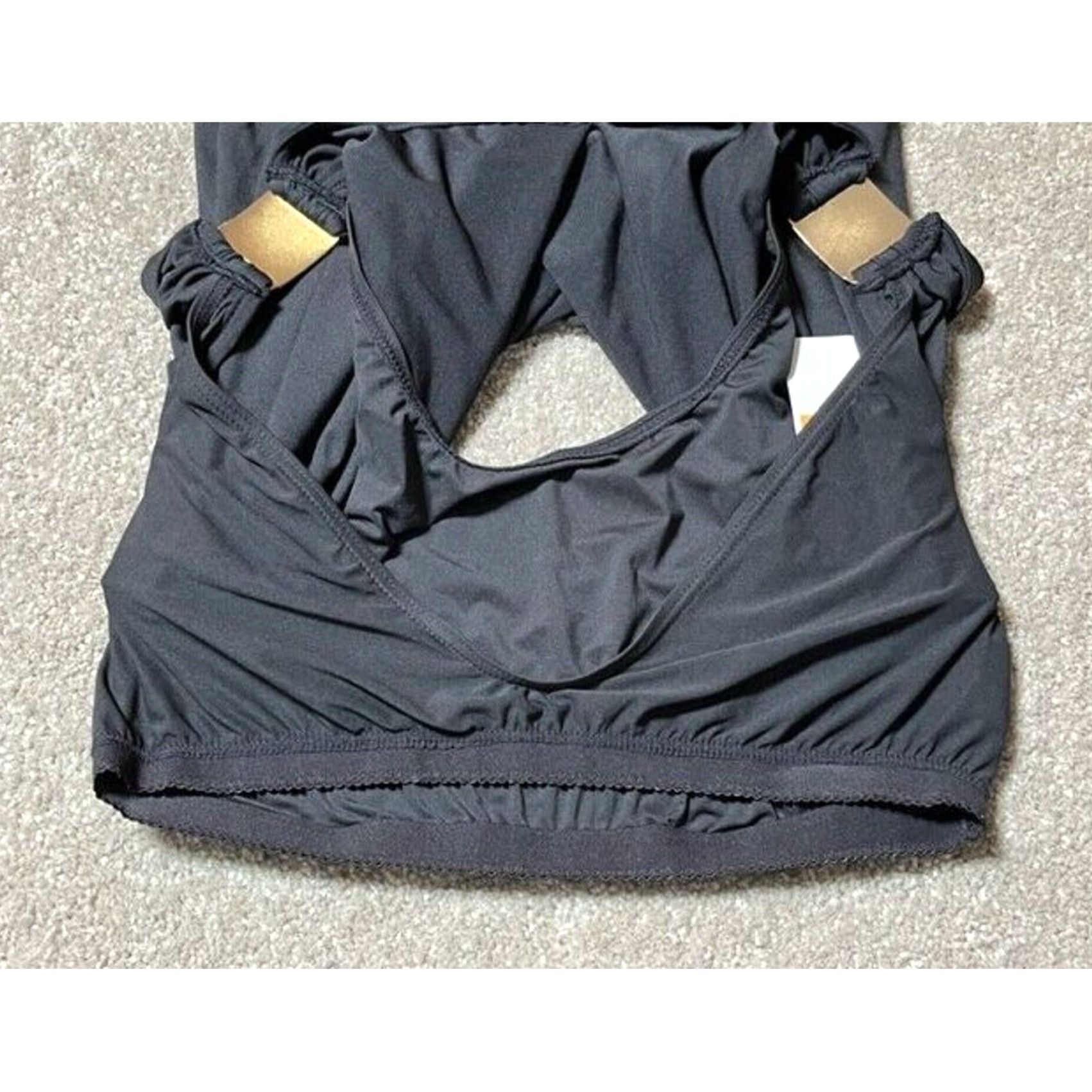 Vintage Carmen Marc Valvo Tankini Top S Black Nylon Spandex Built-In Bra Draped Glam Resort Chic Rhinestones Designer Womens Size S / US 4 / IT 40 - 3 Thumbnail