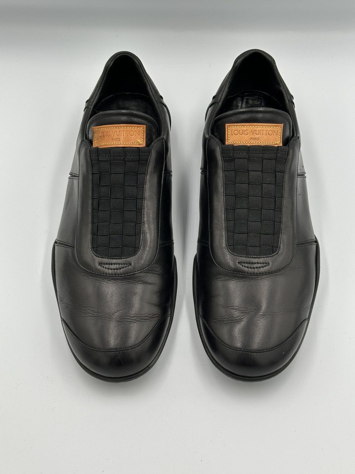 Louis Vuitton Louis Vuitton Black Leather Slip-On Sneakers Woven Panel Size US 9 / EU 42 - 4 Thumbnail