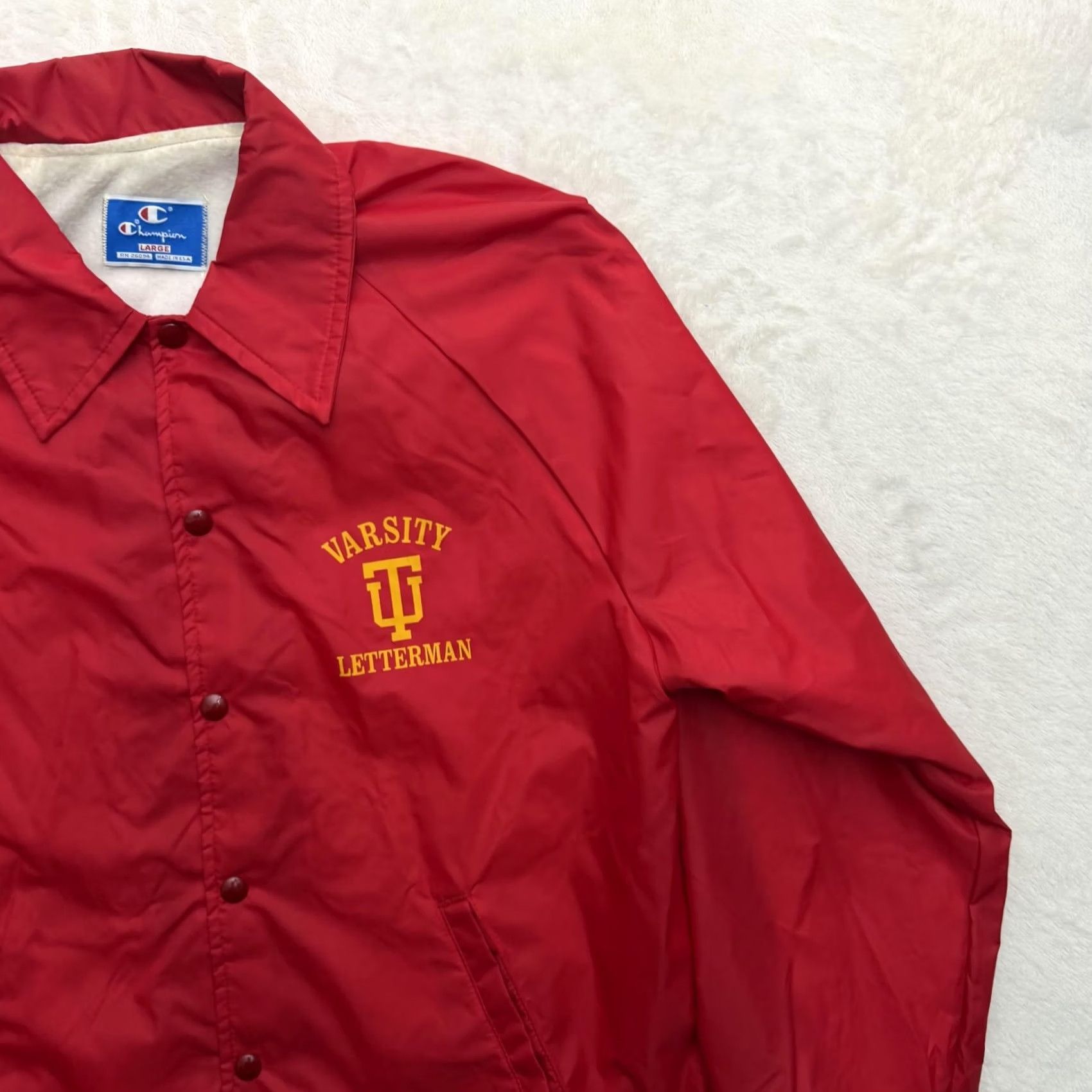 Champion VINTAGE Champion IU Varsity Letterman Jacket Mens Large Red Windbreaker USA Size US L / EU 52-54 / 3 - 4 Thumbnail