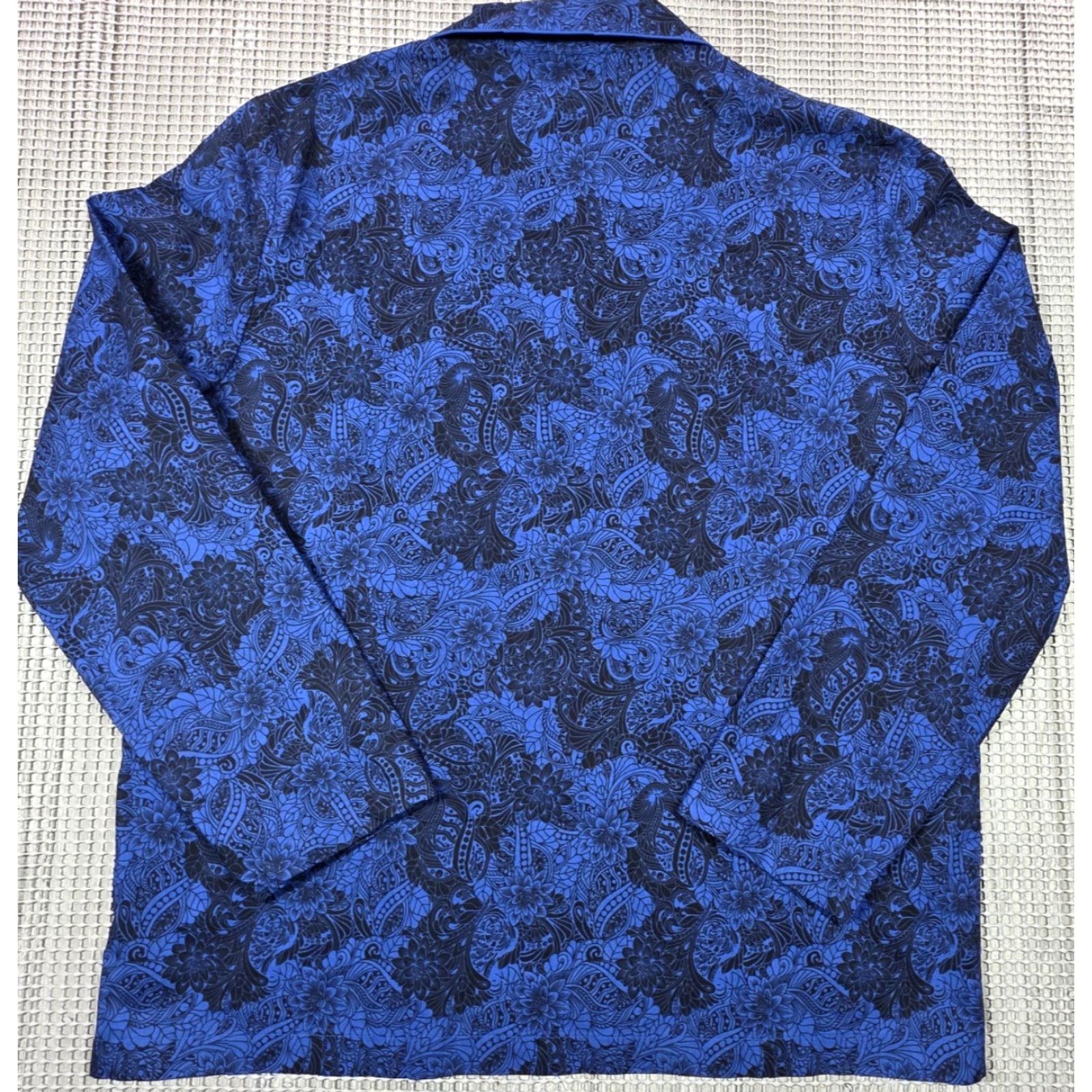 Robert Graham Robert Graham Pajama Top Shirt XL Cotton Button Up Royal Blue & Black Floral AOP Paisley Modern Sleepwear Men Size US XL / EU 56 / 4 - 7 Thumbnail