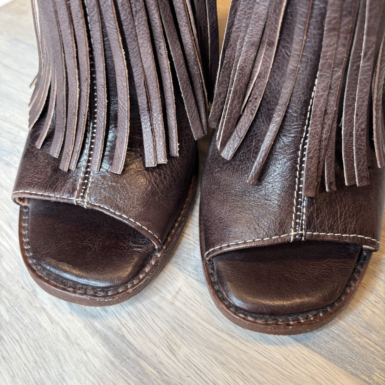 Bed Stu Bed Stu Onset Olivia Peep Toe Fringe Leather Booties Sz 6.5 Size US 6.5 / IT 36.5 - 5 Thumbnail