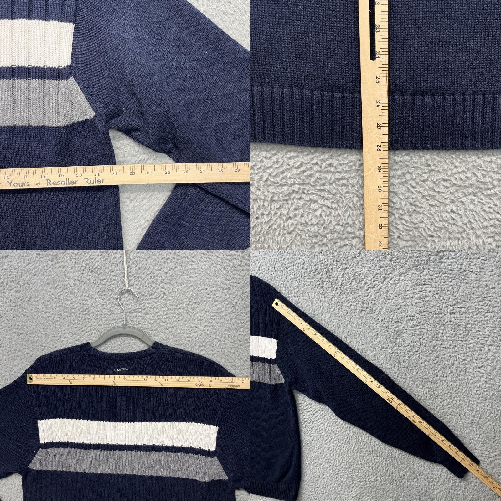 Nautica Nautica Sweater Mens M Blue White Gray Stripe Crewneck Cotton Pullover Size US M / EU 48-50 / 2 - 8 Thumbnail