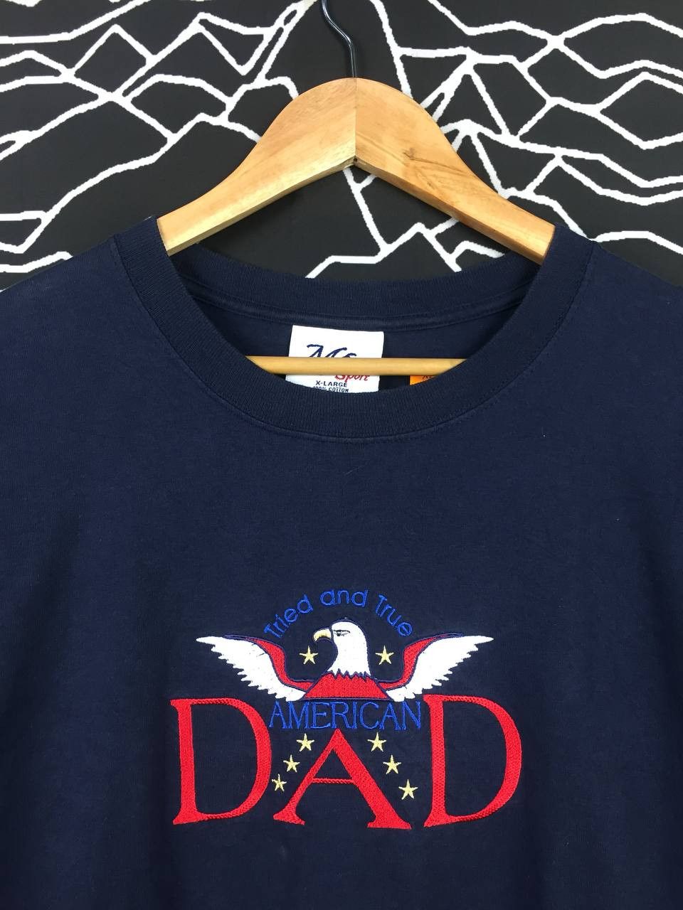 Vintage Vtg MC Sport American Dad "Tried and True" Eagle Crest Tee Size US XL / EU 56 / 4 - 3 Thumbnail