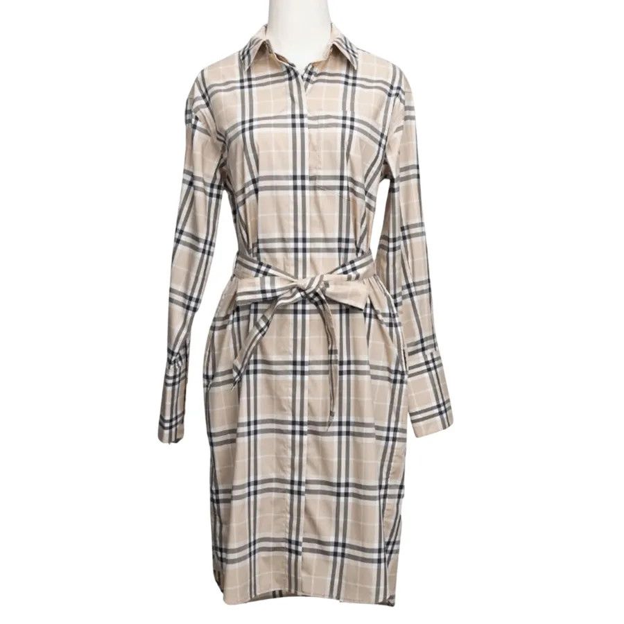 Burberry o1w1db10326 Check Belted Dress in Multicolor Size XS / US 0-2 / IT 36-38 - 1 Thumbnail