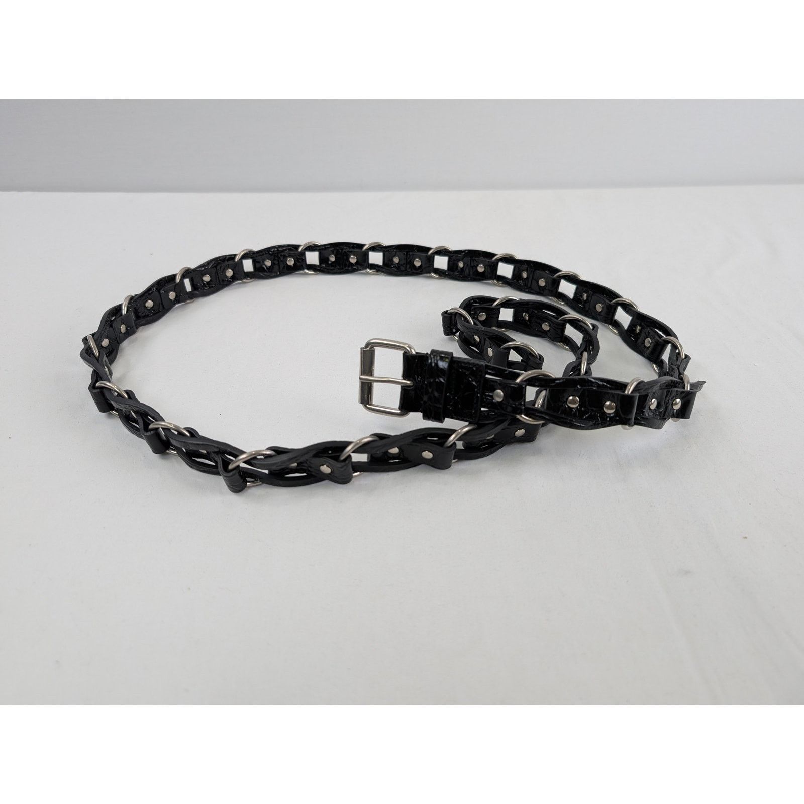 Saint Laurent Paris o1rshd1 Q:2 / Size:100/ Motorcycle Buckle Braided Belt Size 40 - 3 Thumbnail