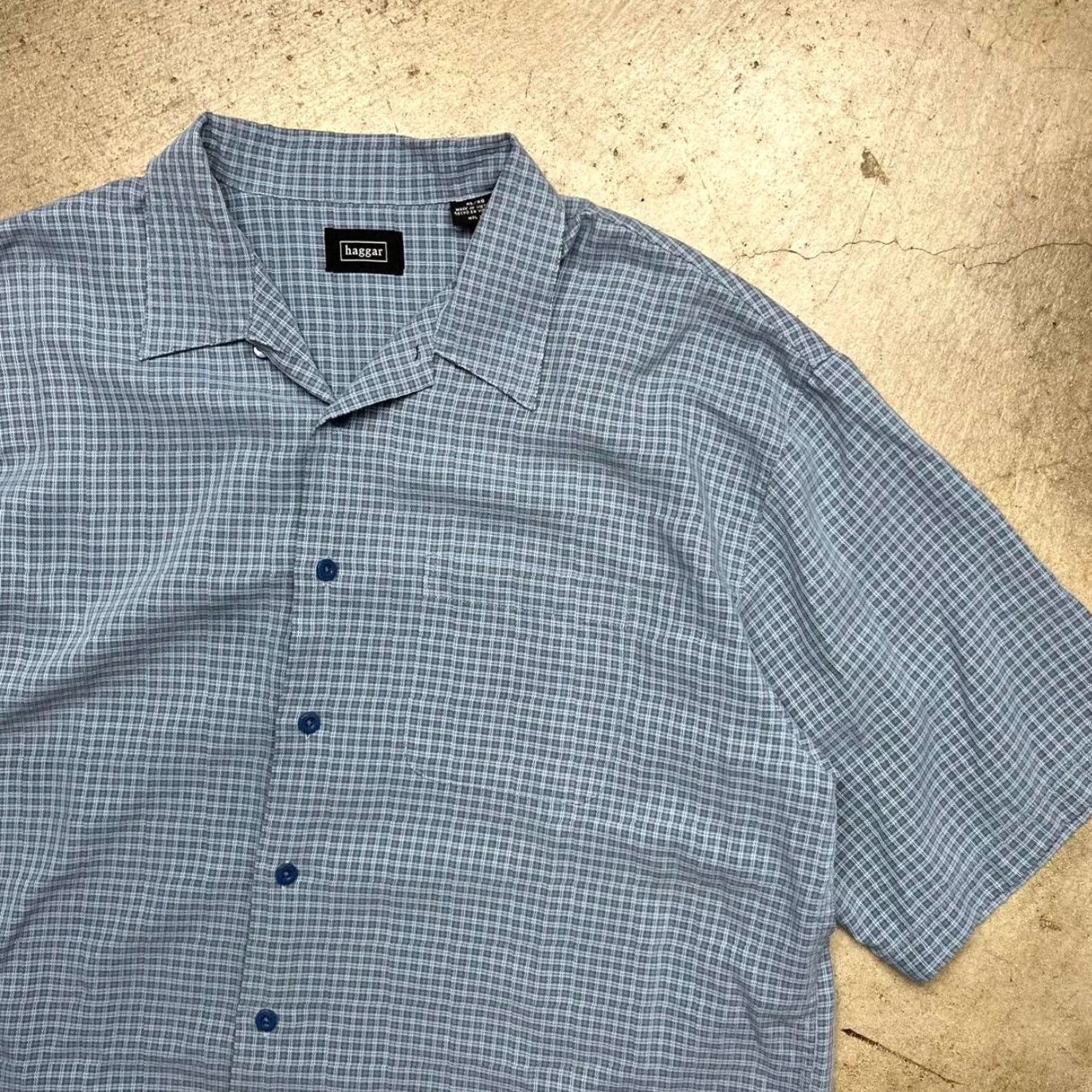 Haggar VINTAGE Haggar Camp Collar Short Sleeve Button-Up Shirt Blue Plaid XL Preppy Mens Regular Button-Up Size US XL / EU 56 / 4 - 2 Thumbnail