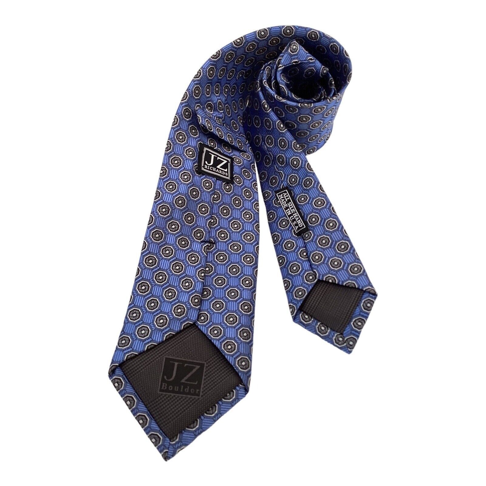 Other JZ RICHARDS Blue Geometric Luxury Silk Tie Hand Made In USA Size ONE SIZE - 2 Thumbnail