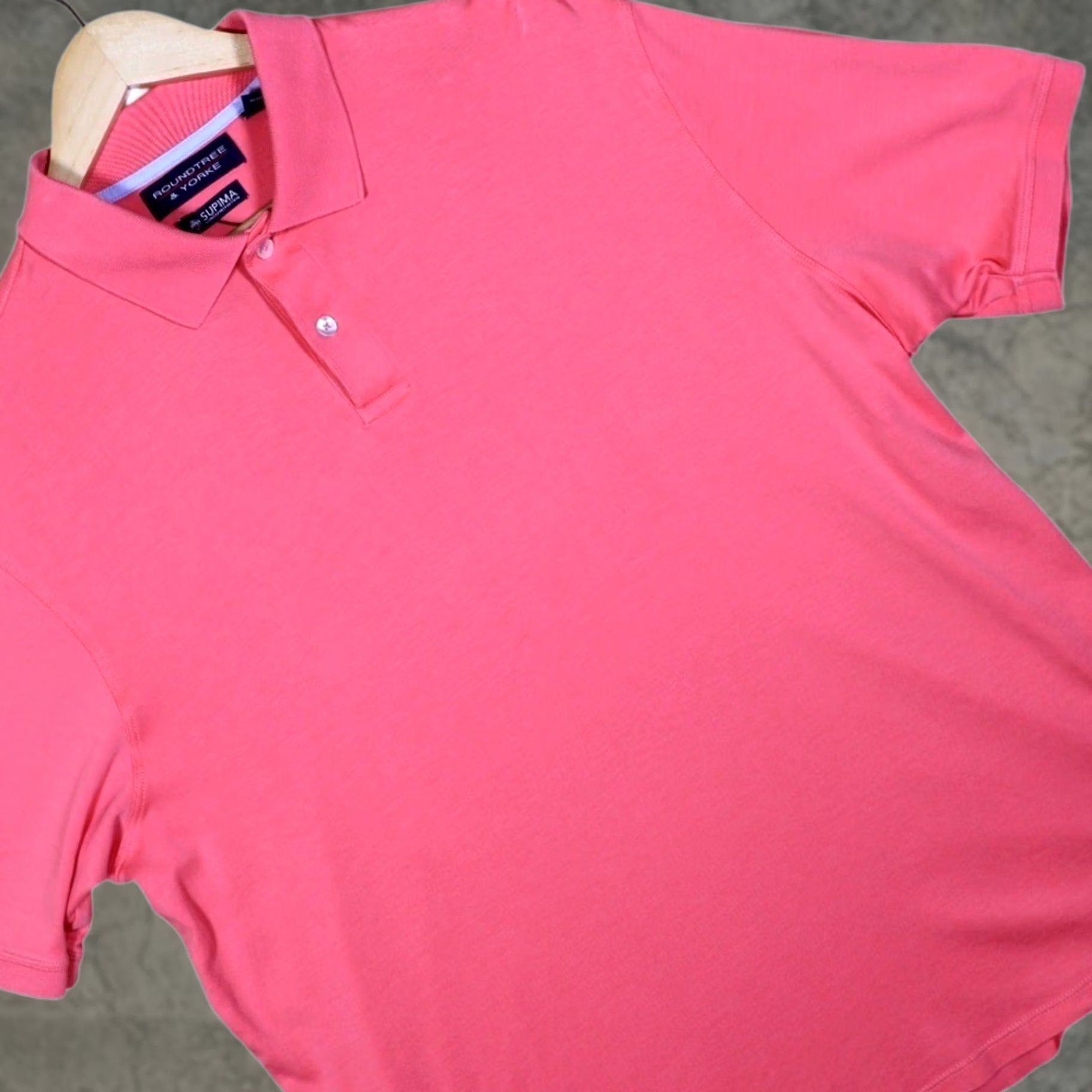 Roundtree & Yorke Roundtree & Yorke Men's Polo Shirt Size L Coral Pink Short Sleeve Supima Cotton Size US L / EU 52-54 / 3 - 1 Thumbnail