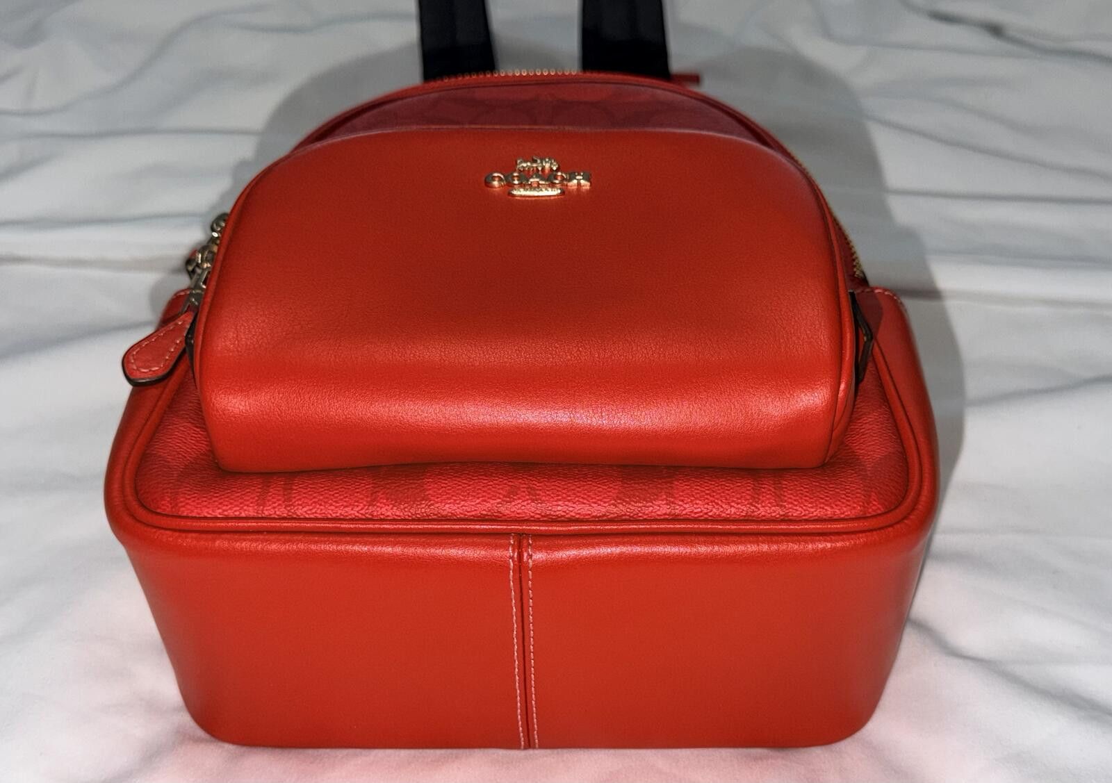 COACH Miami Red Court Pebbled Leather Backpack NWT Coach Mini Court Backpack In Signature Canvas & Leather  main image 3