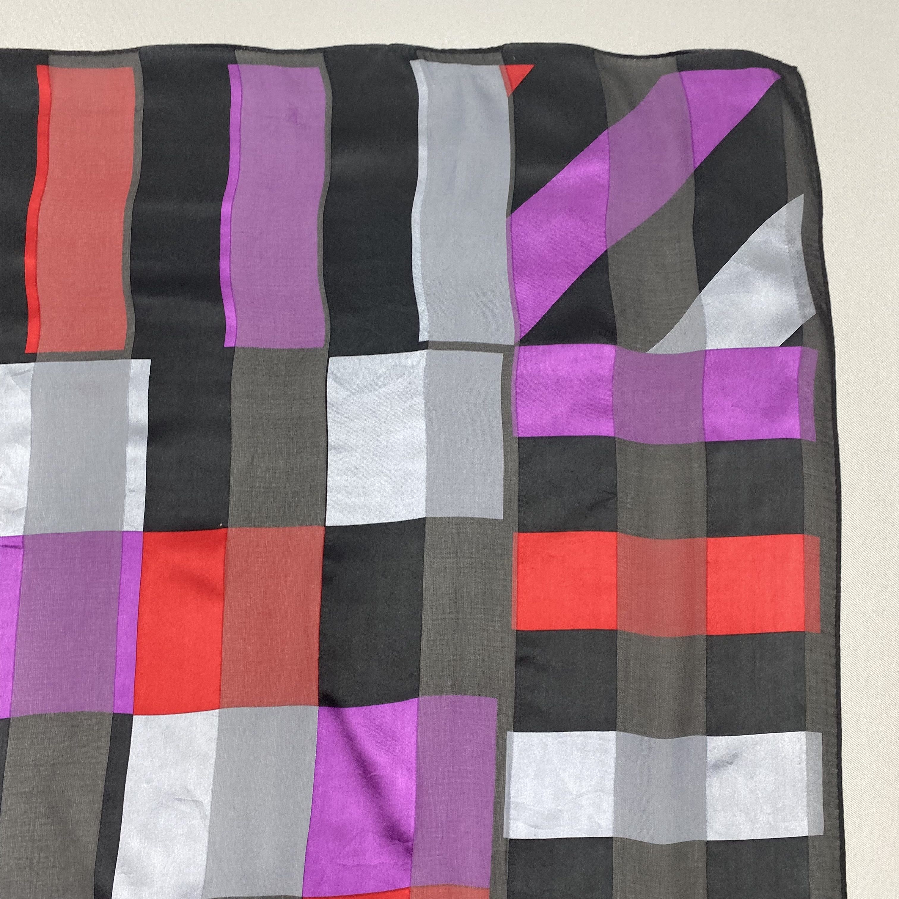 Japanese Brand Vintage Geometric Stripes SILK Scarf Twill Wraps Scarves Size ONE SIZE - 6 Thumbnail