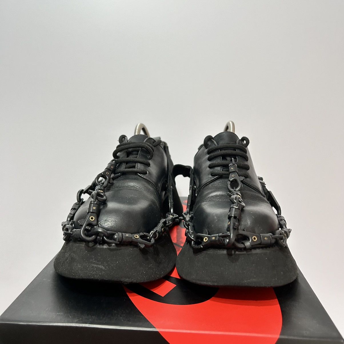 Band Tees × Designer Pink Punk Plank black chained shoes on platform Size US 7 / IT 37 - 5 Thumbnail