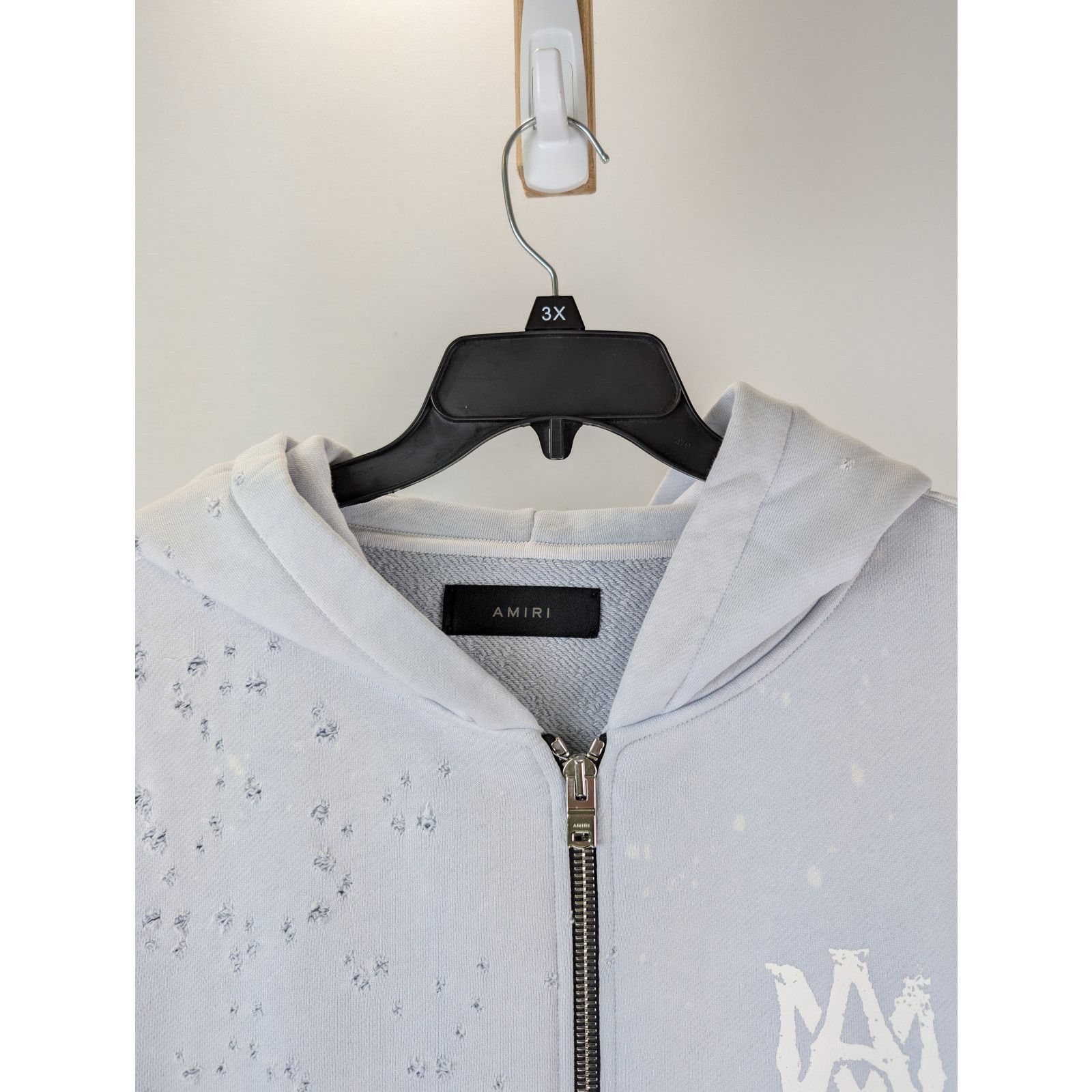 Amiri o1rshd1 Washed MA Shot Hoodie Zipper in Grey Dawn Size US XXL / EU 58 / 5 - 5 Thumbnail