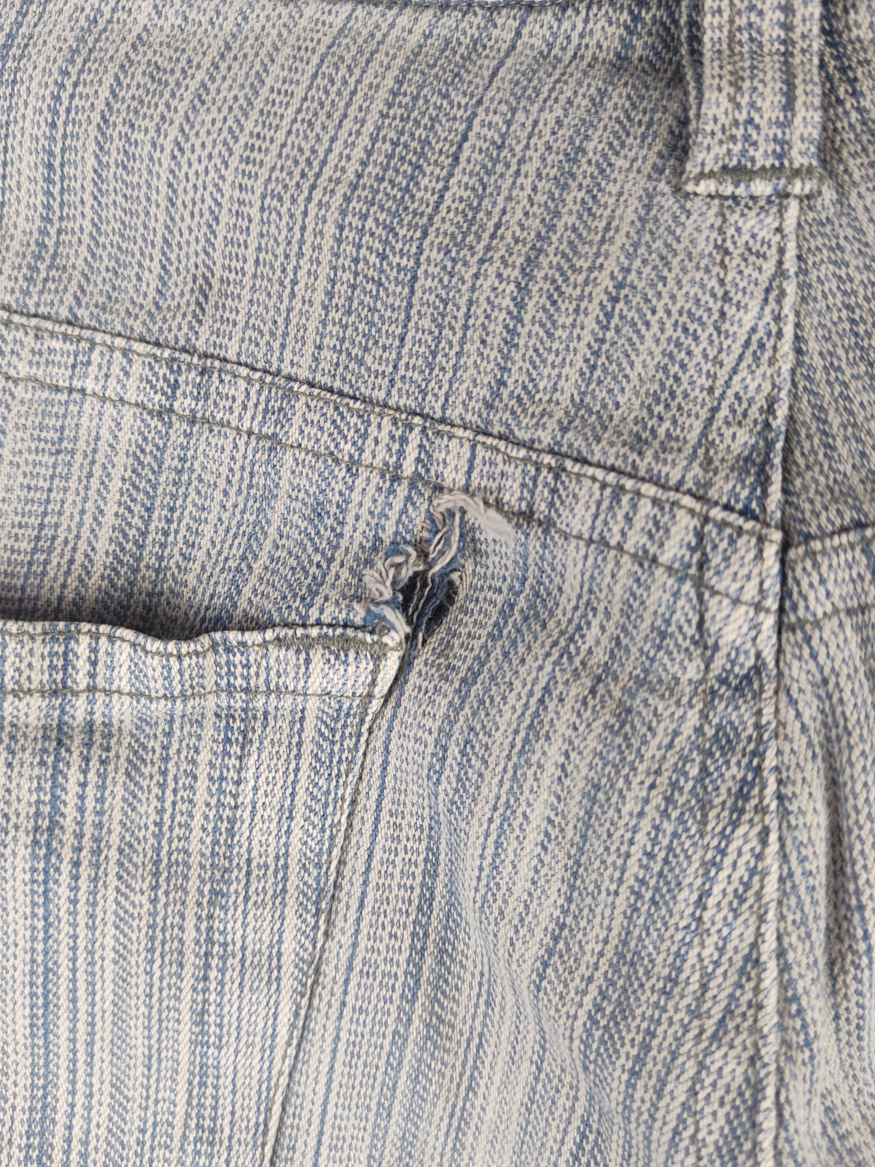 Japanese Brand Root Three Blue White Stripe Distressed Ripped Jeans #S2371 Size US 32 / EU 48 - 8 Thumbnail