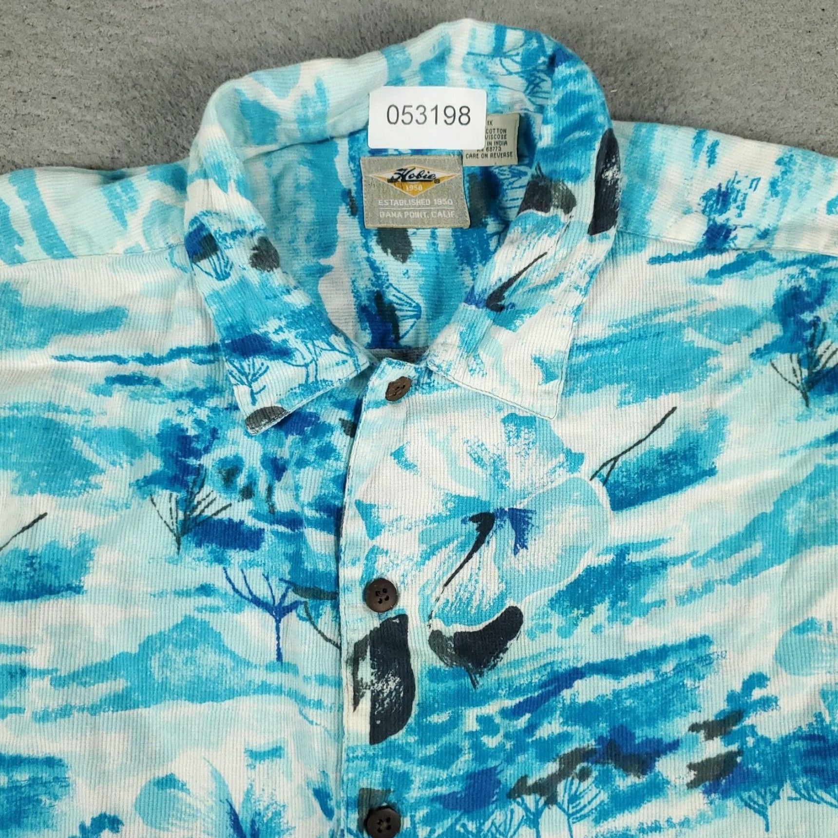 Vintage VINTAGE Hobie Hawaiian Shirt 1X Blue Floral Button-Up Short Sleeve Aloha Mens Size US XL / EU 56 / 4 - 2 Thumbnail