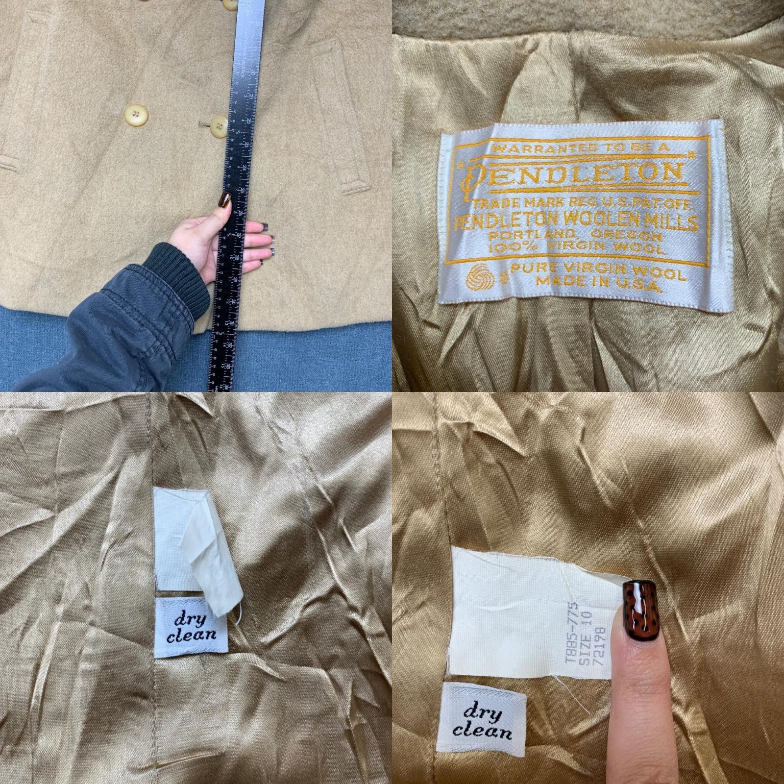 Pendleton VINTAGE Pendleton Peacoat Womens 10 Khaki Wool Notch Double Breasted Made in USA Size L / US 10 / IT 46 - 8 Thumbnail