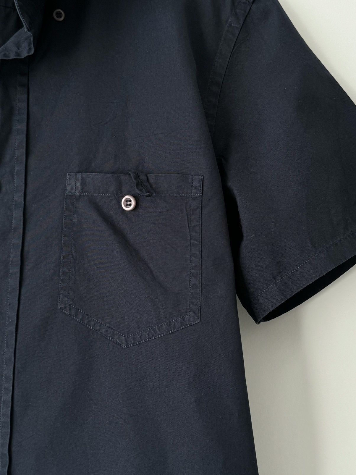 Prada Prada 2011 Pocket Short Sleeve Button Cotton Navy Shirt Size US S / EU 44-46 / 1 - 5 Thumbnail