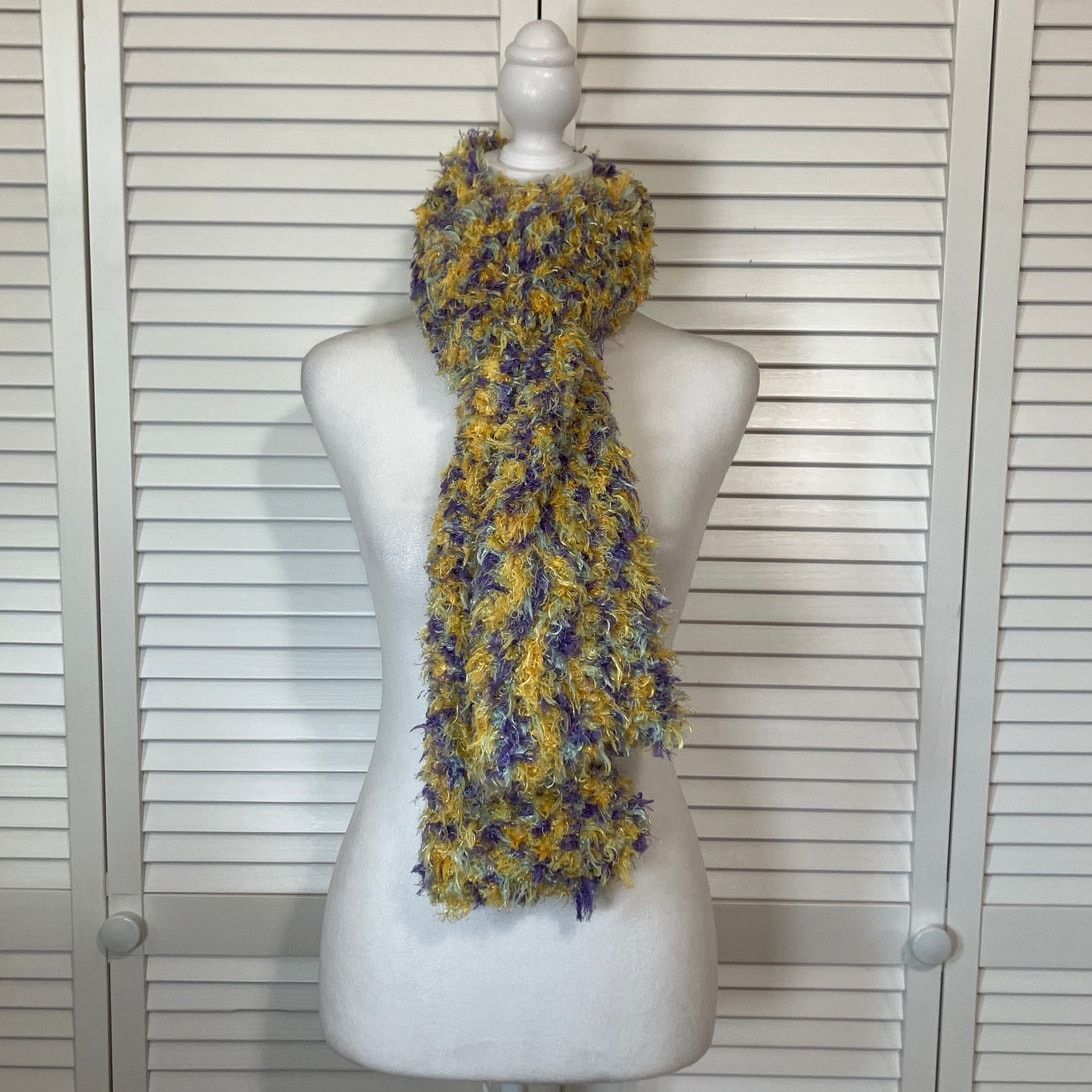 Handmade NWT Handmade Crocheted Multicolor Furry Scarf 68” Size ONE SIZE - 2 Thumbnail