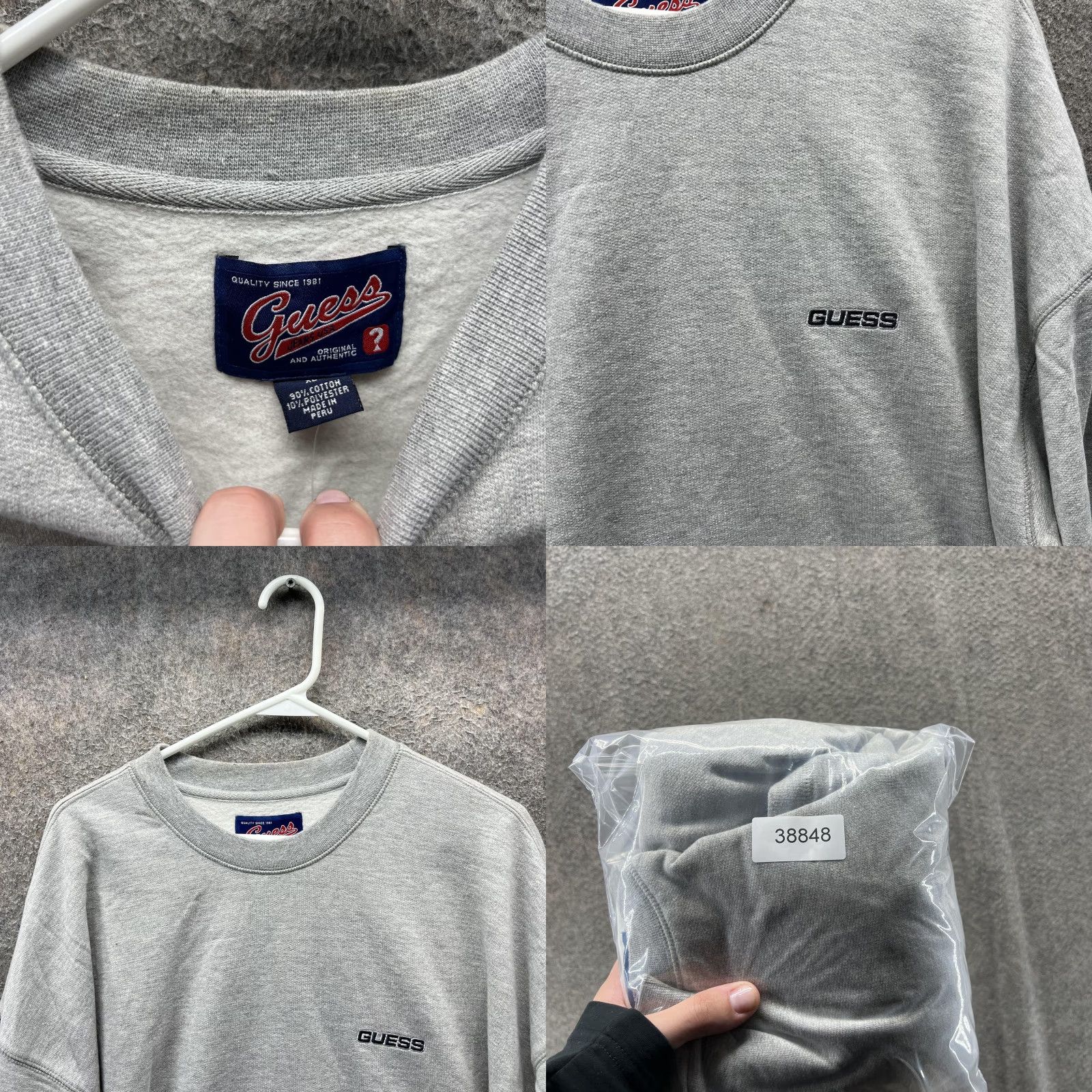 Guess GUESS Sweatshirt Mens XL Gray Logo Sleeve Crewneck Fleece Pullover Graphic Print Embroidered Tape Size US XL / EU 56 / 4 - 8 Thumbnail