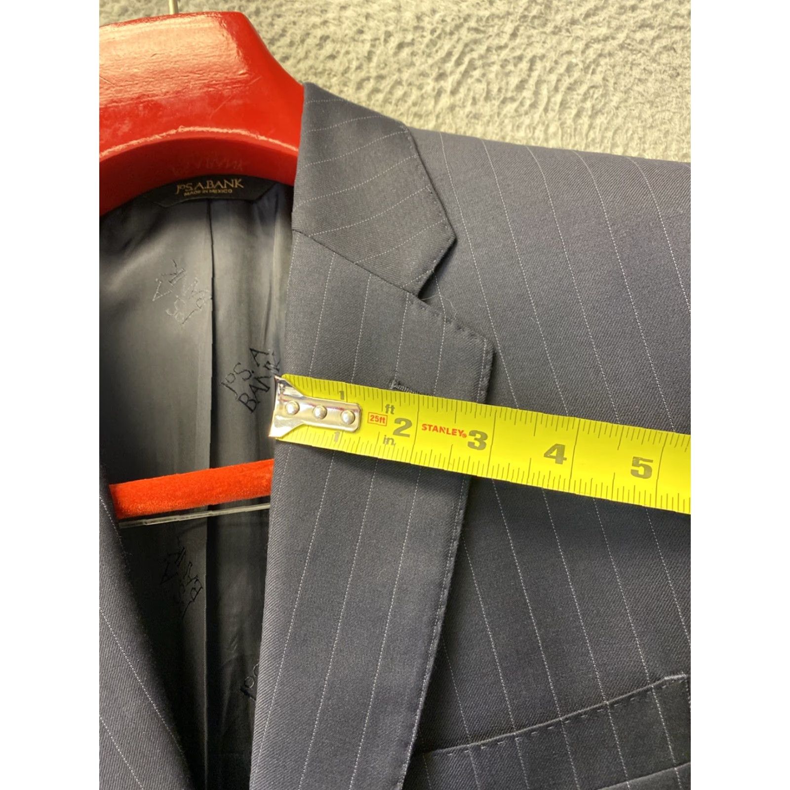 Jos. A. Bank Jos A Bank Blazer Jacket Mens 41R Navy Striped Wool Blue Sport Coat 0070 Size 42R - 7 Thumbnail