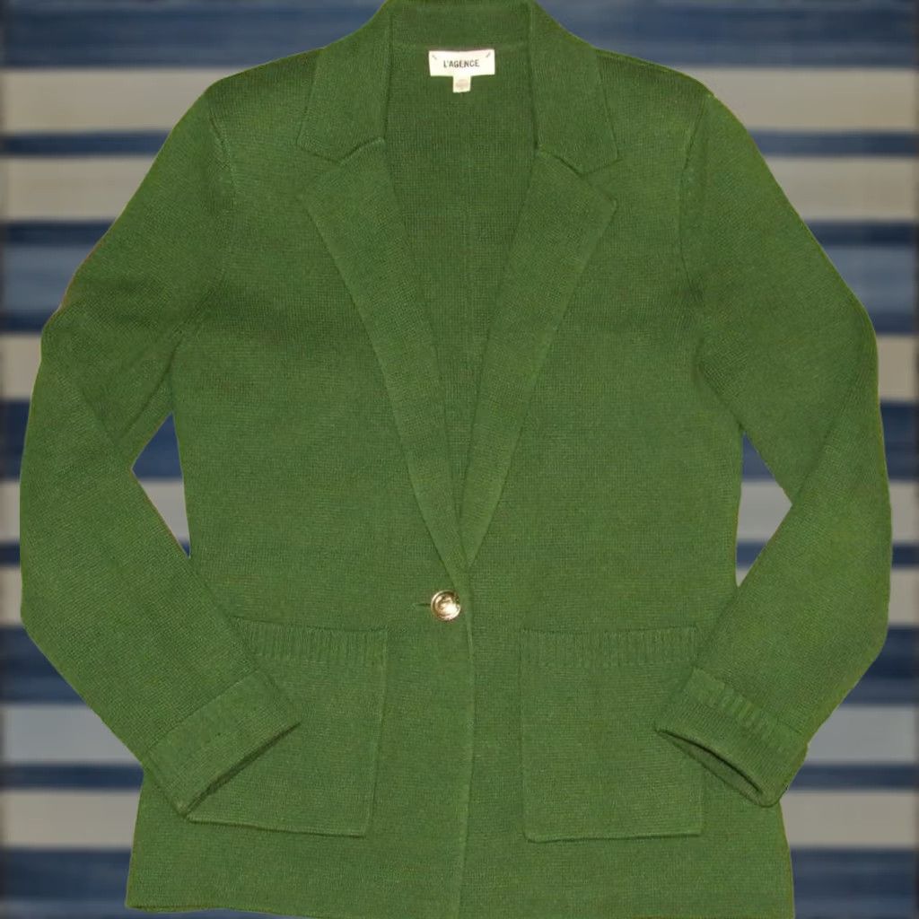 L'AGENCE L'AGENCE Green Lacey Blazer XS Knit 2 Pocket Single Breasted Jacket Women XS Green Blazer Wool? Size XS / US 0-2 / IT 36-38 - 1 Thumbnail