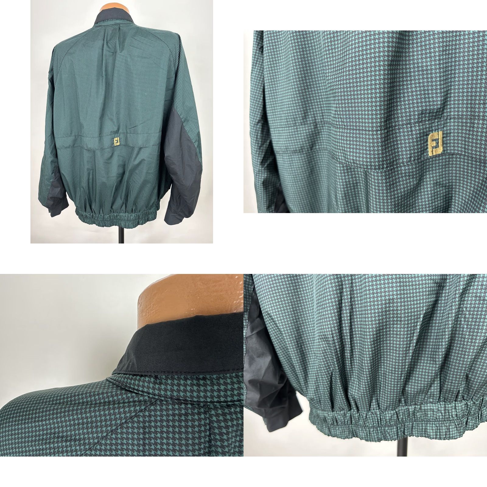 Footjoy VINTAGE FootJoy DryJoys Golf Windbreaker Jacket Men Large Full-Zip Lined Houndstooth Bellsouth Green Size US L / EU 52-54 / 3 - 8 Thumbnail