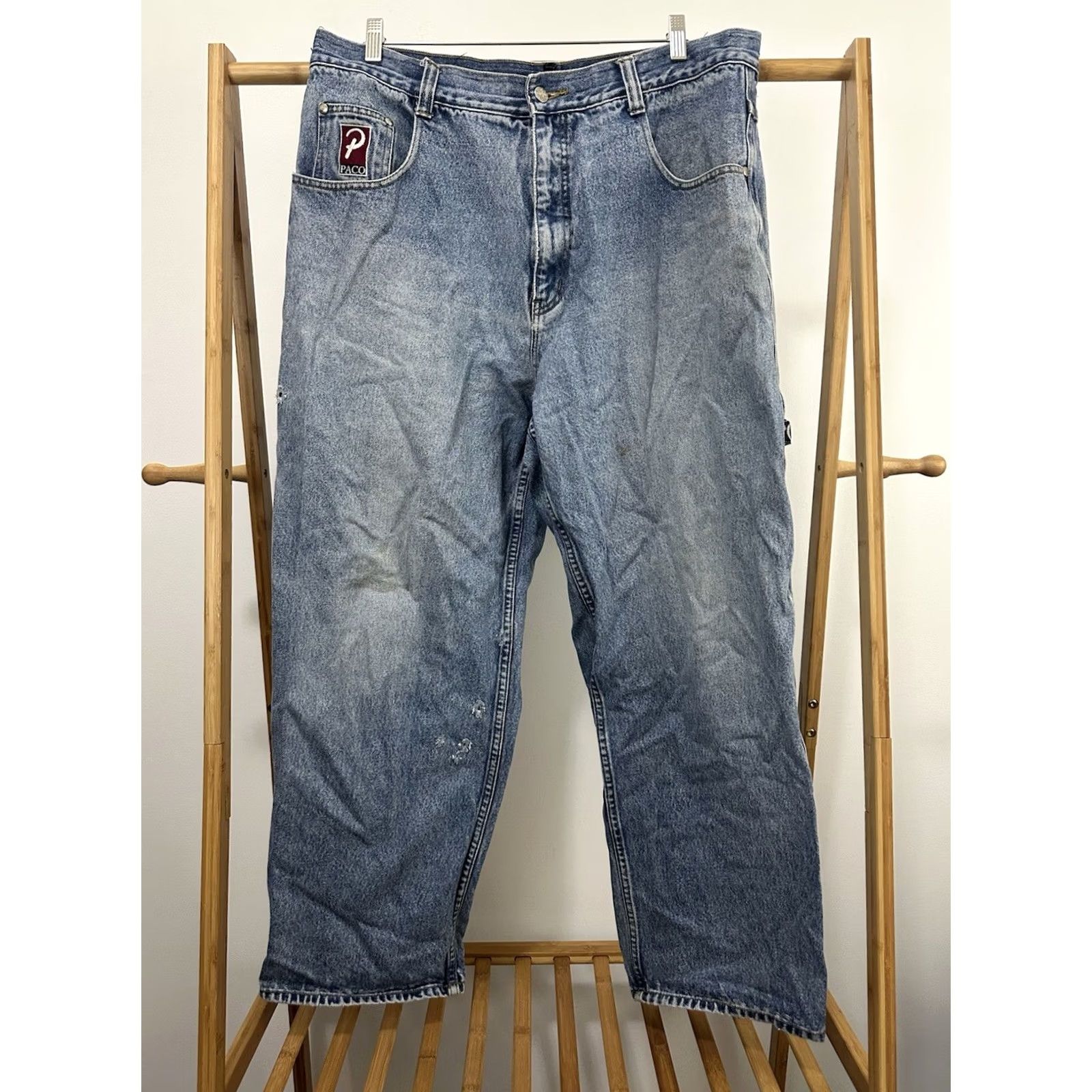 Vintage PACO Jeans VTG Ghost Denim Wide-Leg Baggy Carpent er Blue 38x30 Men XS? Size US 38 / EU 54 - 2 Thumbnail