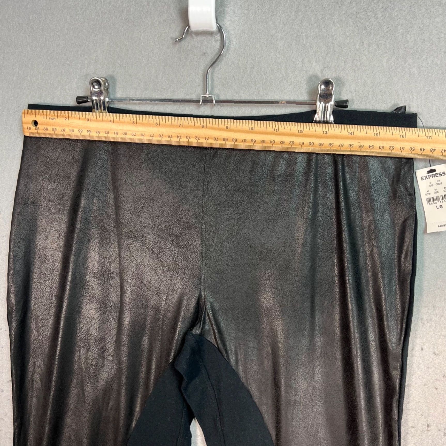 Express VINTAGE Express Womens Faux Leather & Ponte Panel Leggings Black Size Large Adult Womens Size 36" / US 14 / IT 50 - 2 Thumbnail
