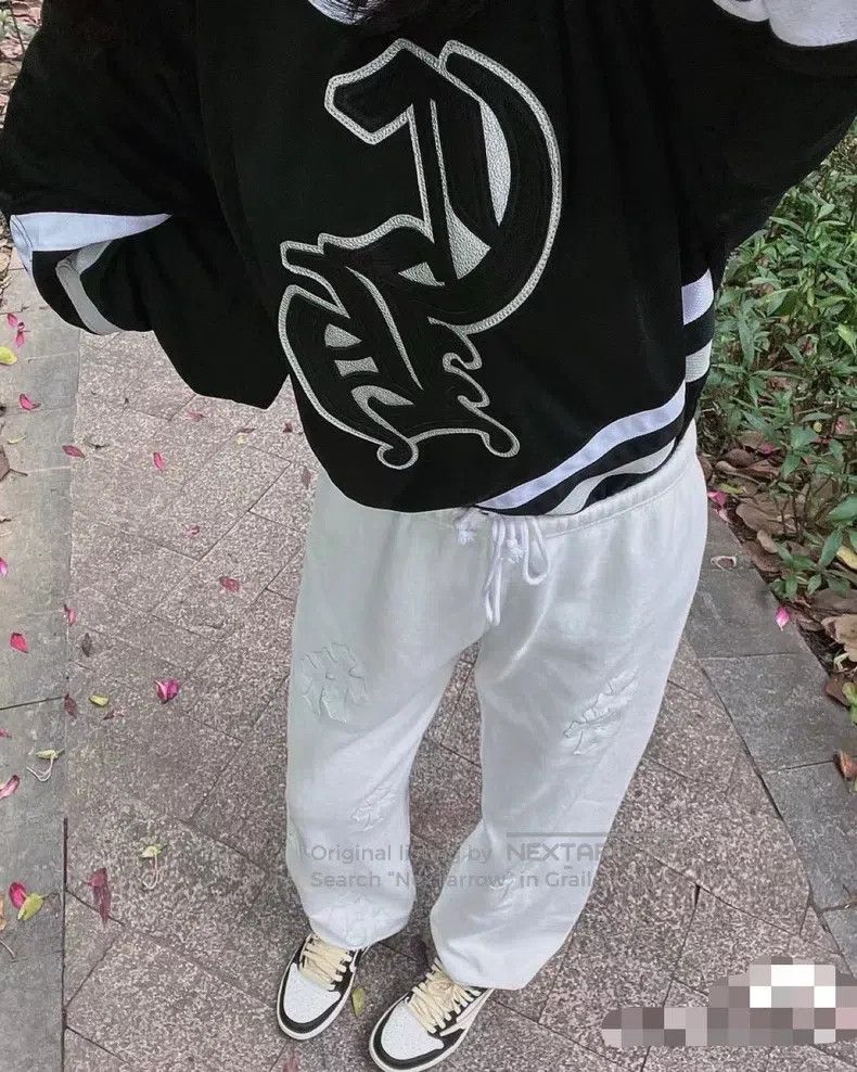 Chrome Hearts CHROME HEARTS Size M White cross leather sweatpants Size US 31 - 3 Thumbnail