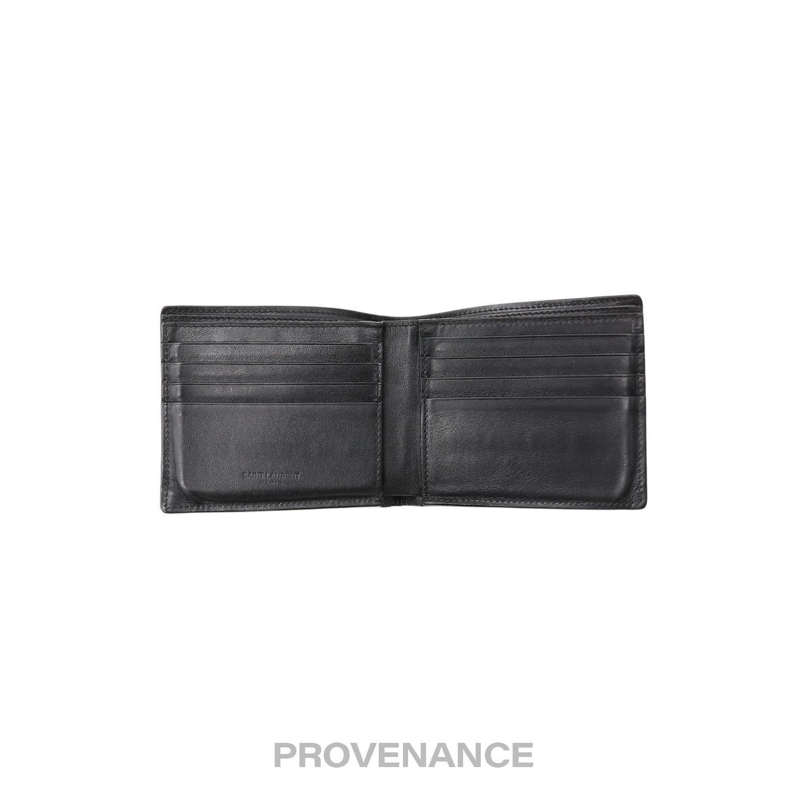 Saint Laurent Paris 🔴 Saint Laurent Paris SLP Logo Bifold Wallet - Black Size ONE SIZE - 5 Thumbnail