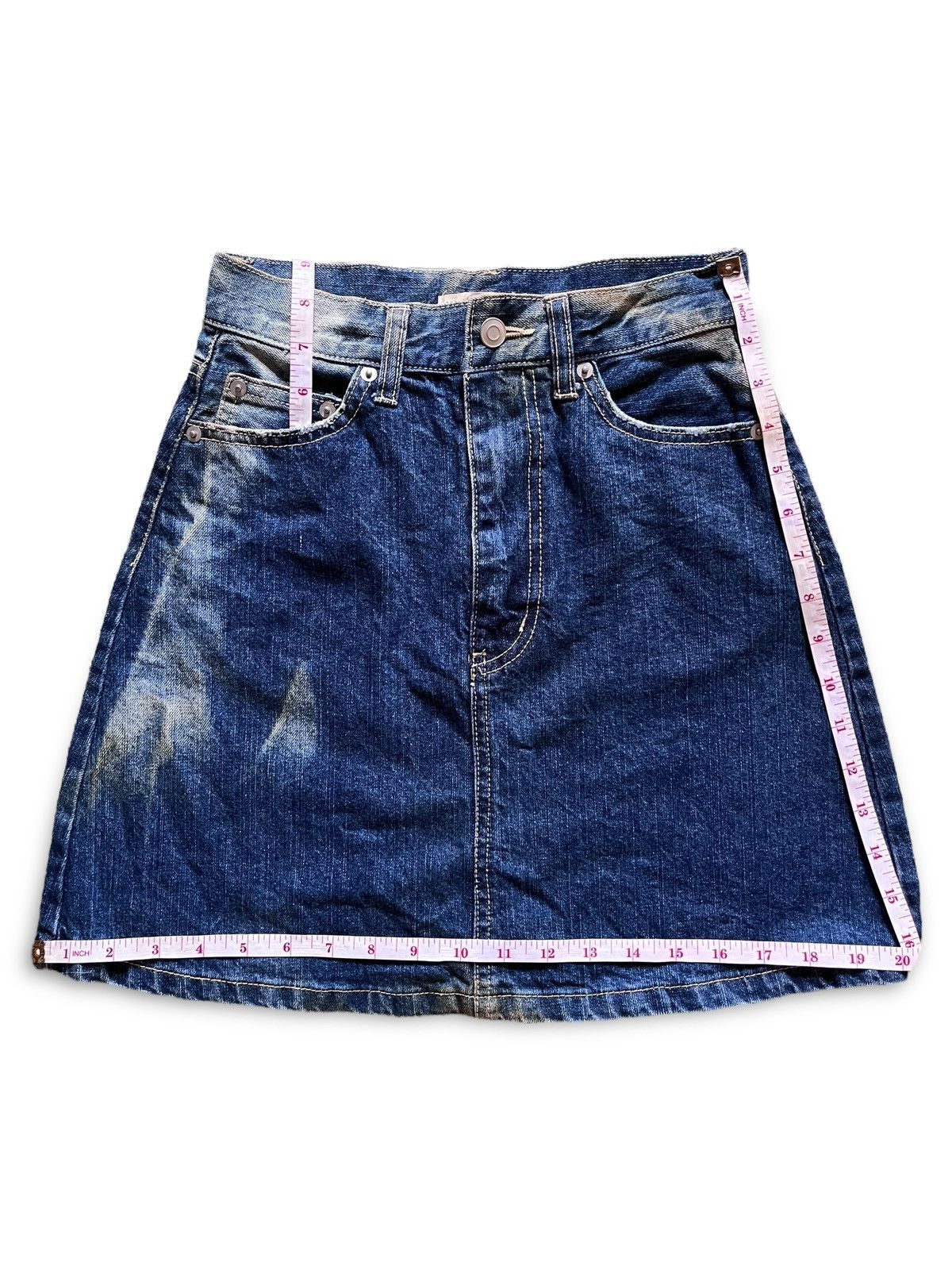 Japanese Brand Hype Japanese Brand Mud Wash Faded Blue Denim Skirts Size 24" / US 00 / IT 34 - 6 Thumbnail