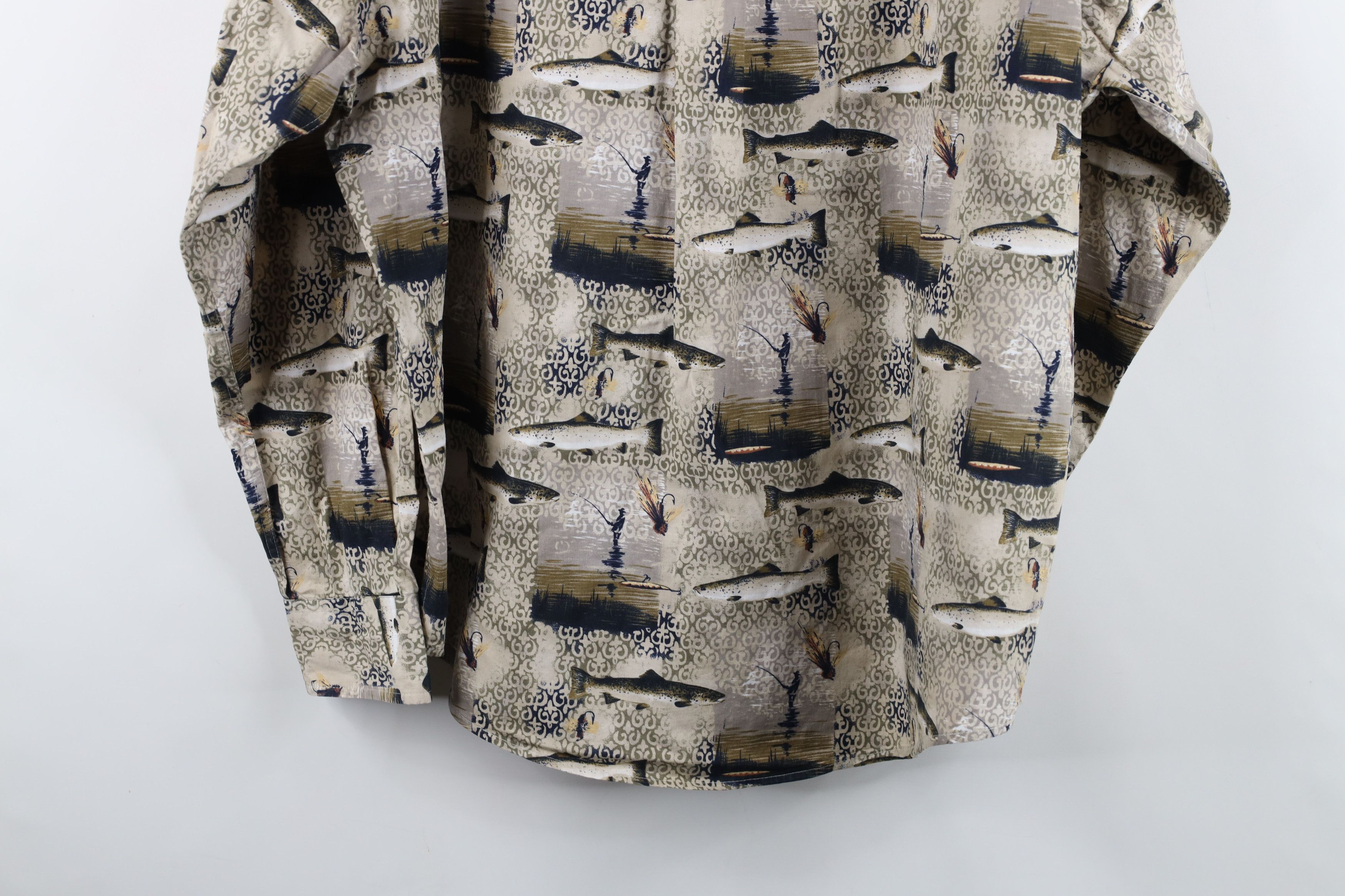 Vintage Vintage 90s Y2K Fishing Over Print Short Sleeve Button Shirt Size US L / EU 52-54 / 3 - 12 Thumbnail