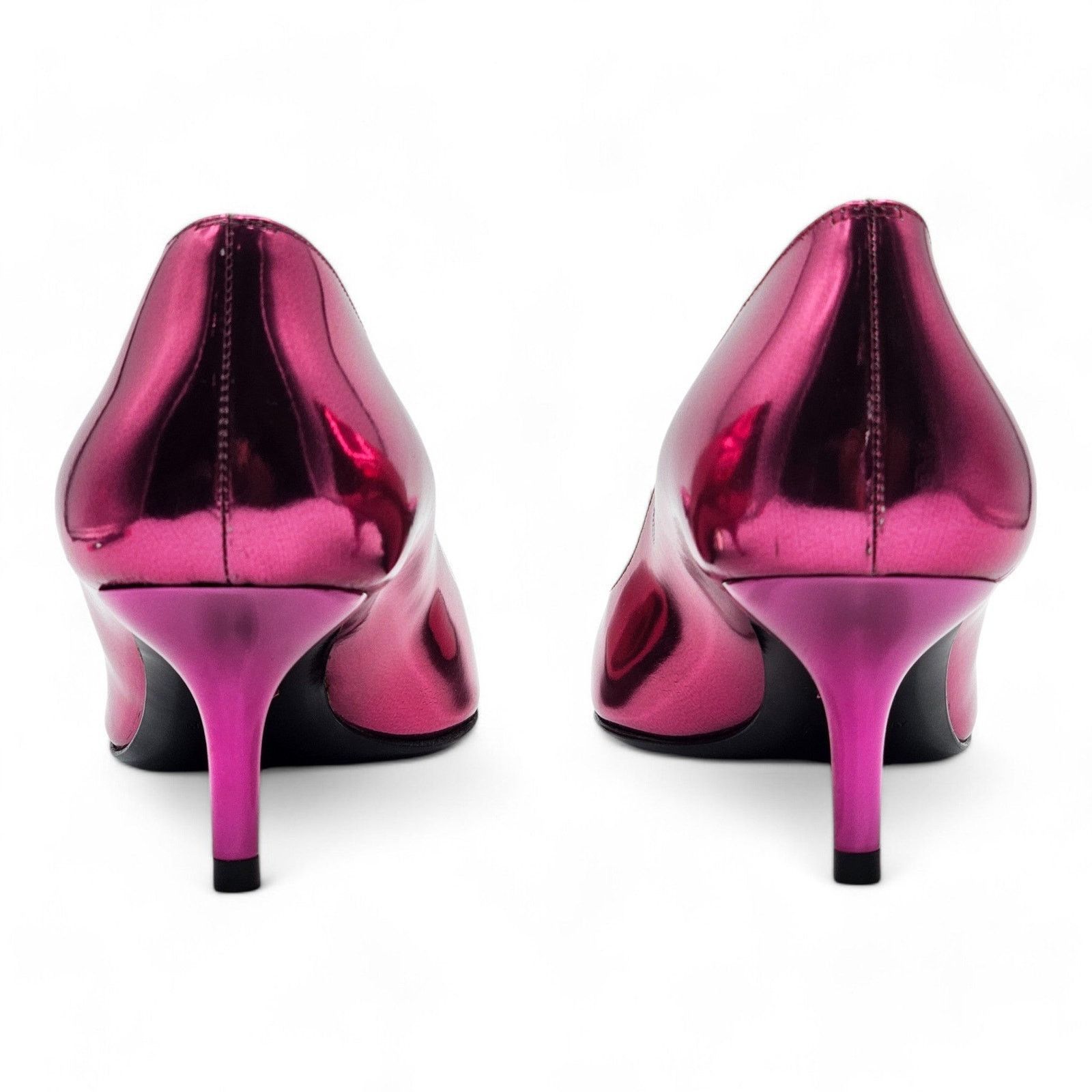 Versace Le Medusa Kitten Heel Pumps - Leather - Fuchsia Pink - 37.5 Size US 7.5 / IT 37.5 - 4 Thumbnail