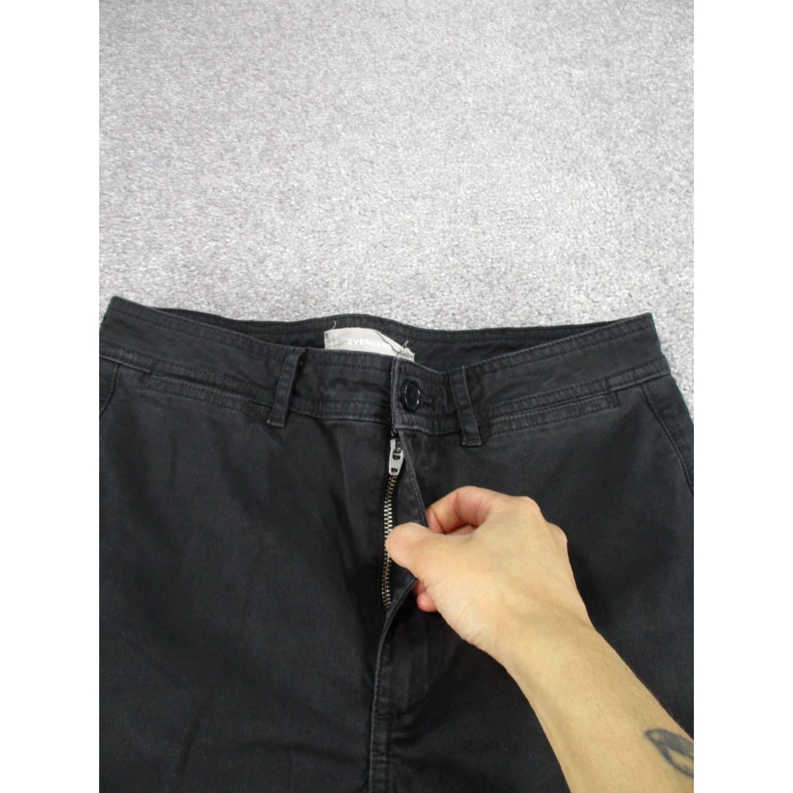 Everlane VINTAGE Everlane Pants Womens Regular 2 Black Cropped Wide-Leg Chino Lightweight Cotton Size 26" / US 2 / IT 38 - 4 Thumbnail