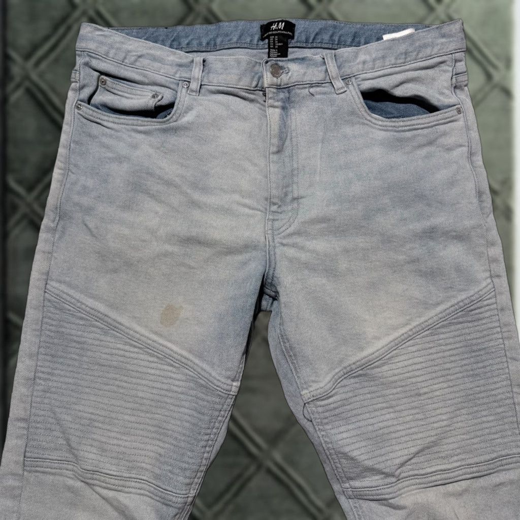 H&M H&M Jeans Men Blue Denim Mid Rise Skinny Moto Biker Zip Fly - 34 Size US 34 / EU 50 - 1 Thumbnail