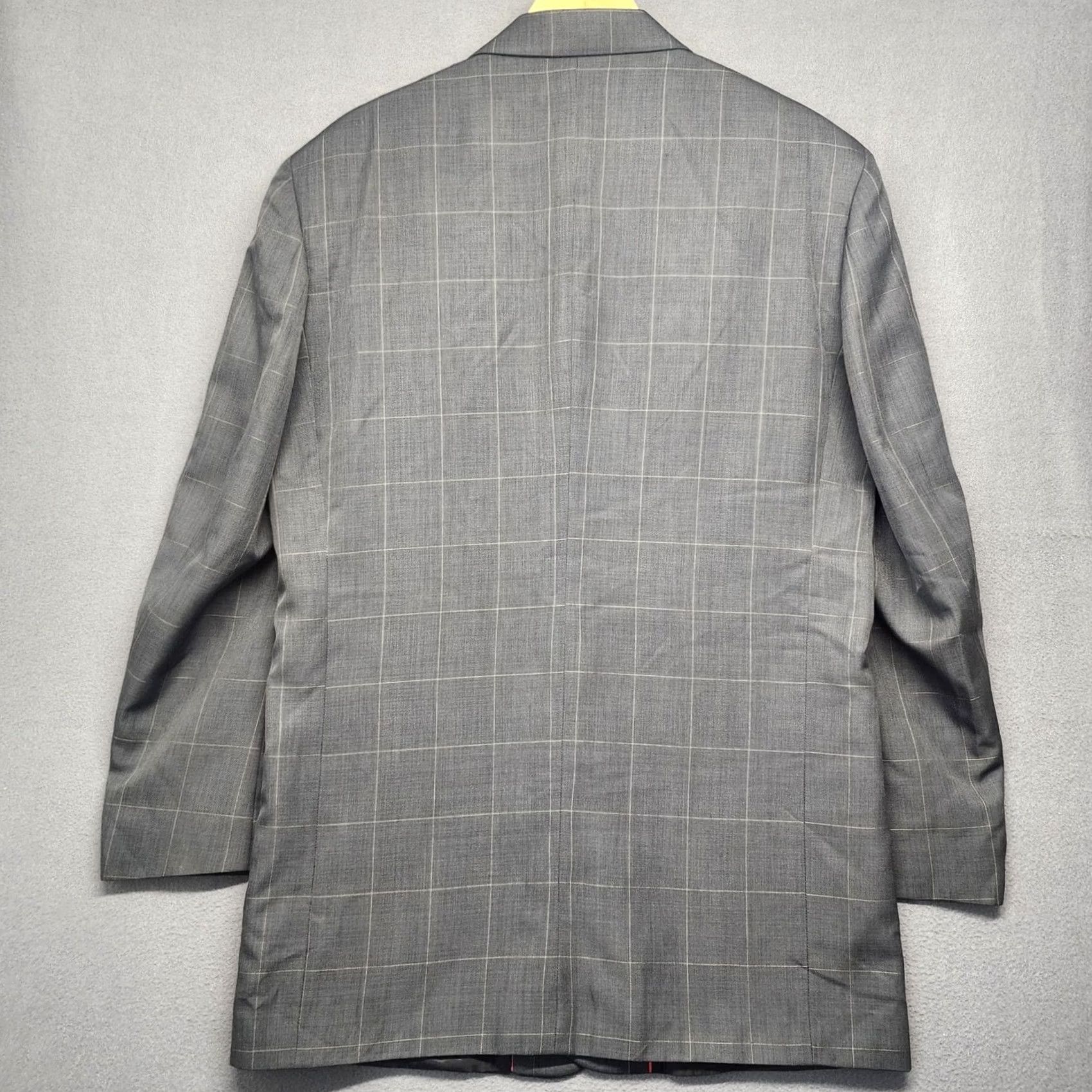 Vintage VINTAGE? Gianni Vironi Mens Gray Suit 42L 33W Windowpane Plaid Jacket Pants Pleated Cuff 2 Piece Suit Mens Size 42R - 4 Thumbnail