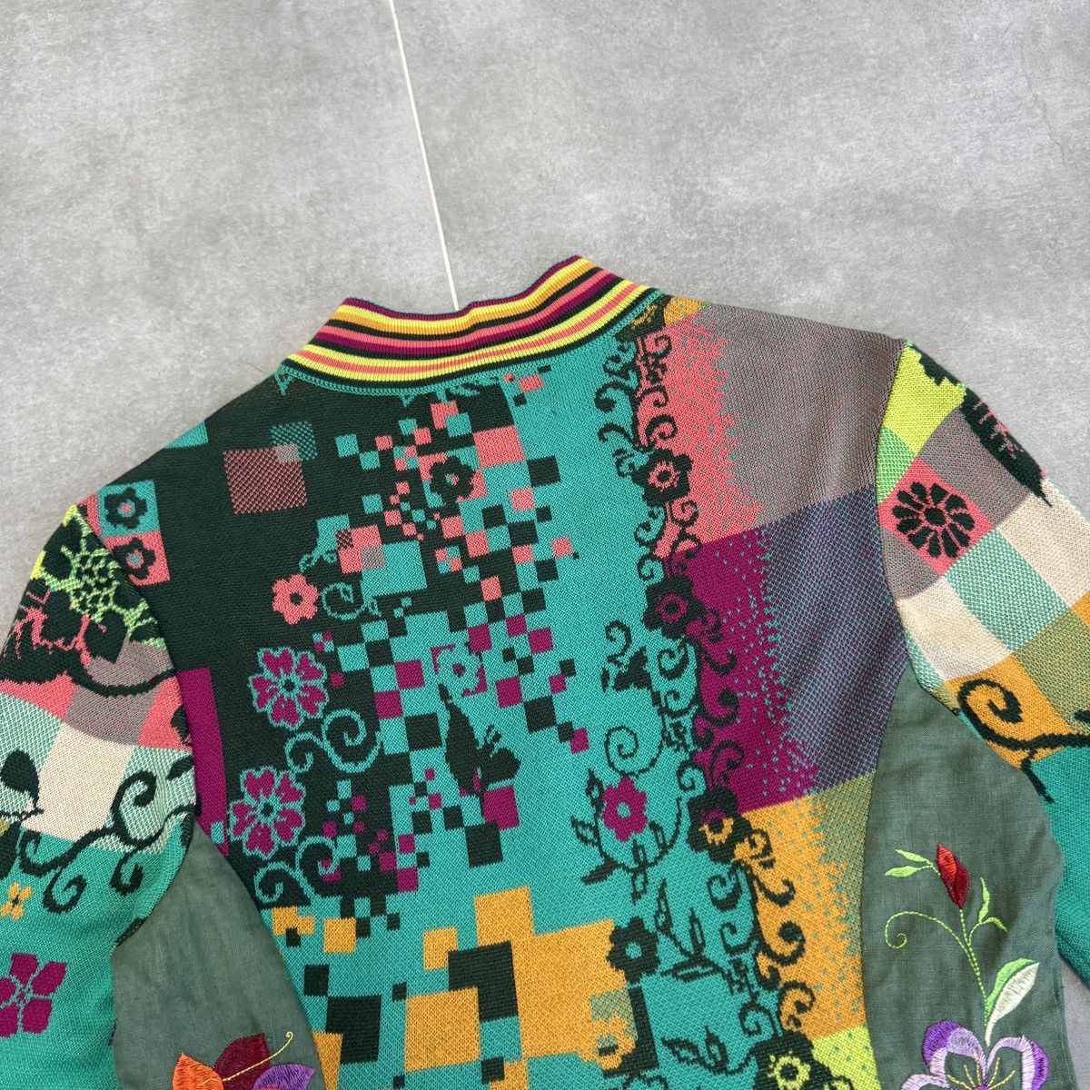 Vintage Ivko Handwritten Emotion Emerald Linen Sweater Cardigan Size XS / US 0-2 / IT 36-38 - 24 Thumbnail