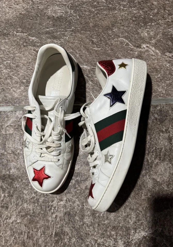 Gucci Gucci Ace Sneakers White 9.5 Stars Low Tops 452502 Size US 9.5 / EU 42-43 - 1 Thumbnail