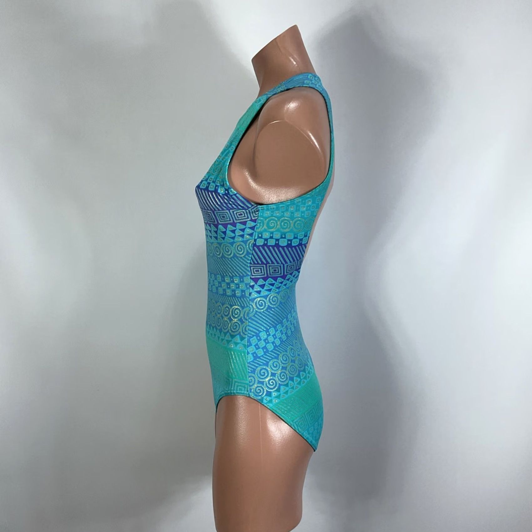 Vintage VINTAGE It Figures Suit Womens 10 Blue VTG Women One Piece Swimsuit Tummy Thinner Metallic Backless Y2K Size ONE SIZE - 5 Thumbnail